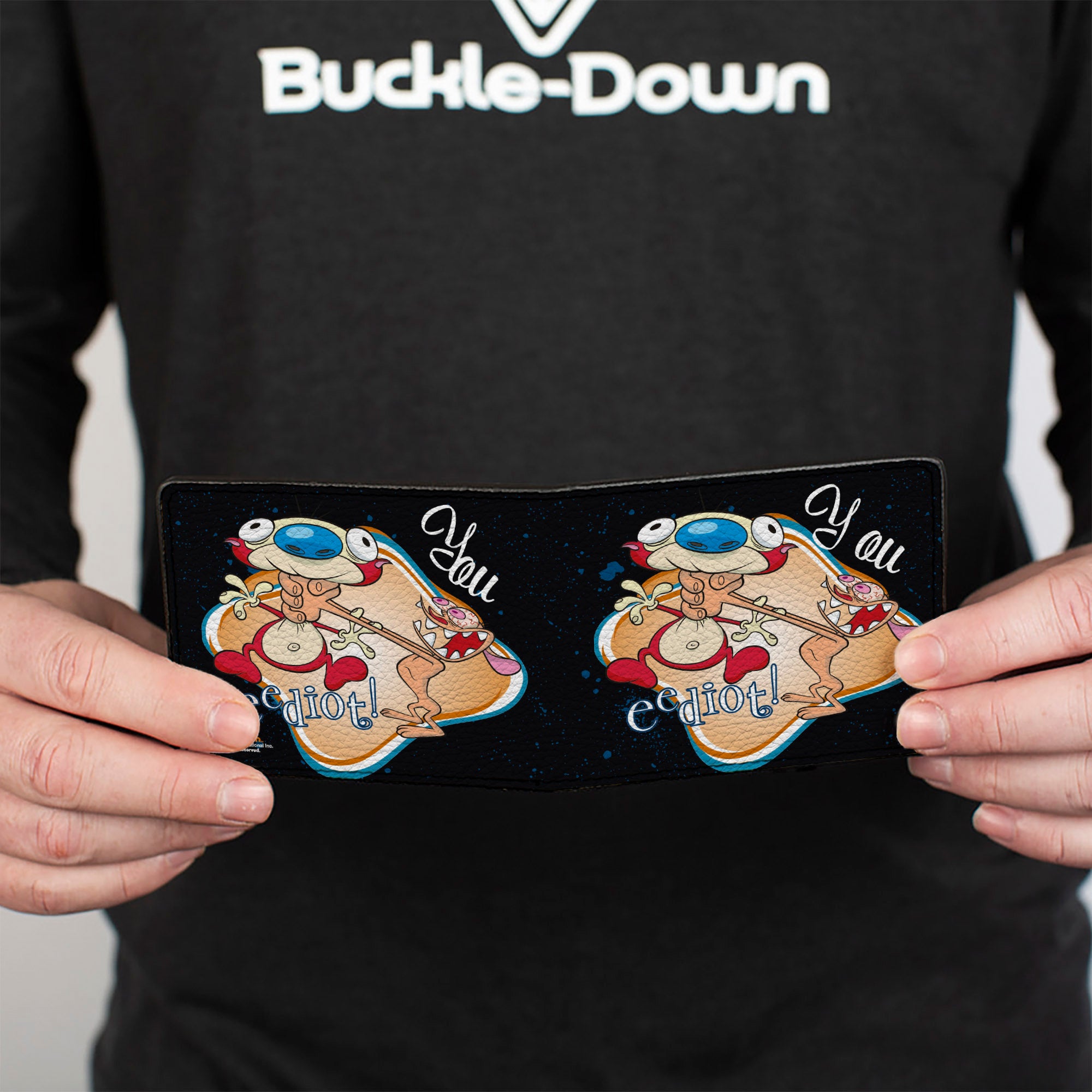 Bi-Fold Wallet - Ren Choking Stimpy YOU EEDIOT! Bi-Fold Wallets Ren and Stimpy