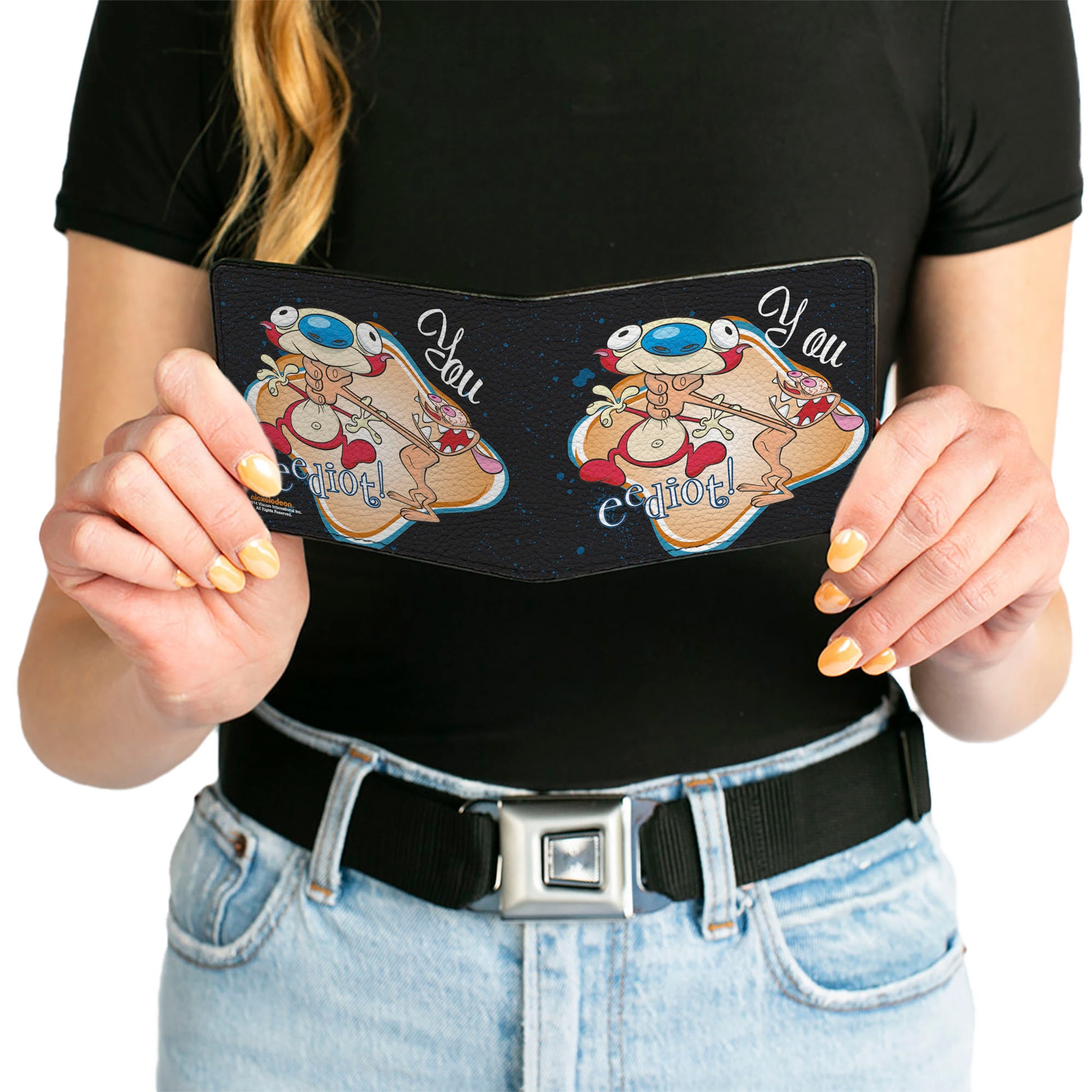 Bi-Fold Wallet - Ren Choking Stimpy YOU EEDIOT! Bi-Fold Wallets Ren and Stimpy