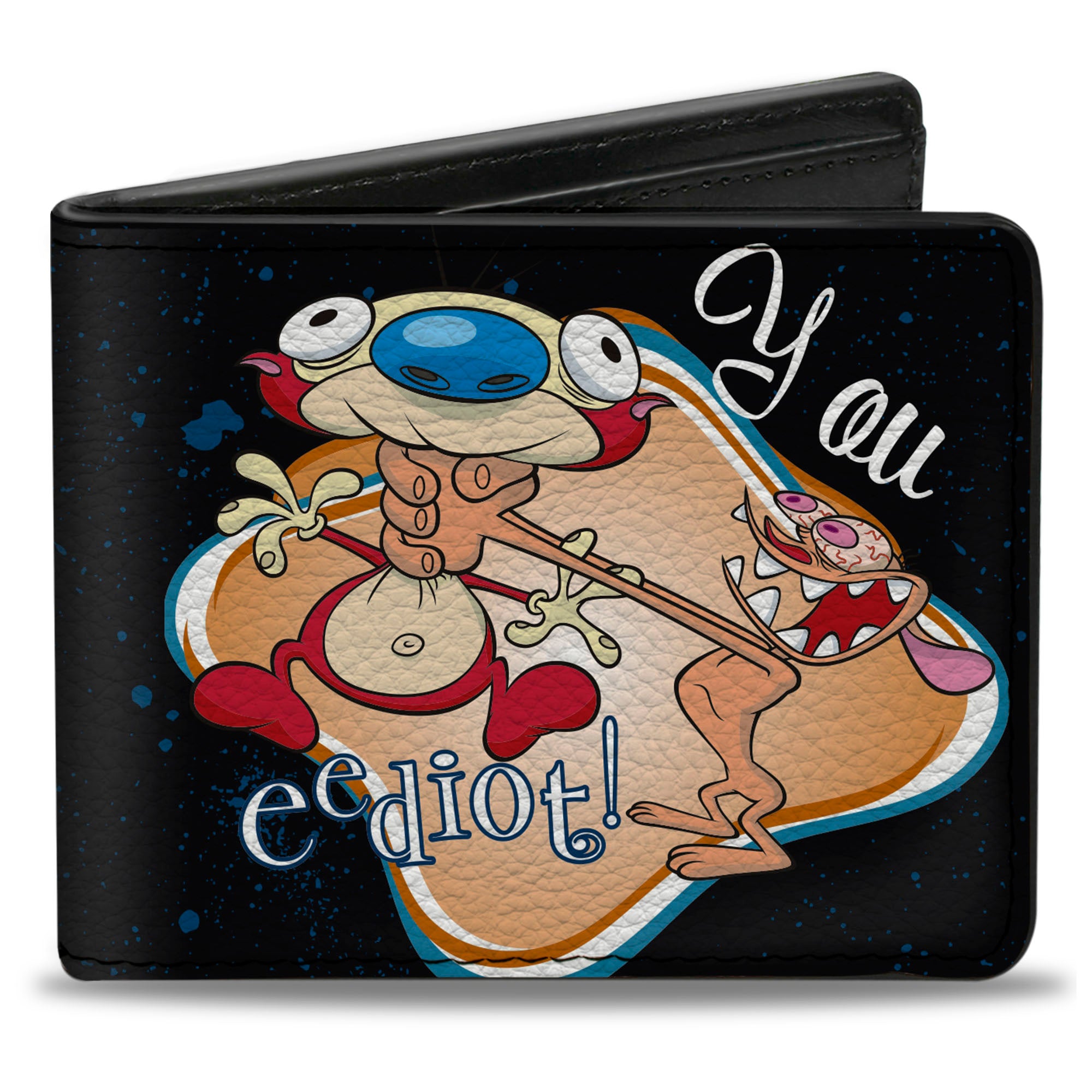 Bi-Fold Wallet - Ren Choking Stimpy YOU EEDIOT! Bi-Fold Wallets Ren and Stimpy