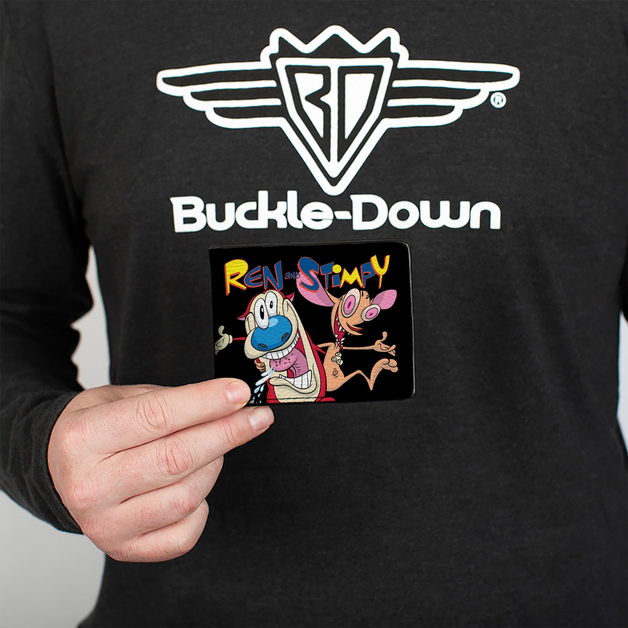 Bi-Fold Wallet - REN AND STIMPY Buddy Pose Black Bi-Fold Wallets Ren and Stimpy