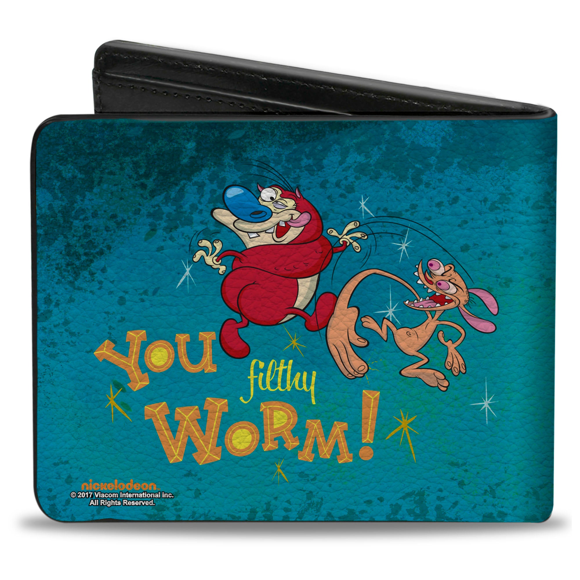 Bi-Fold Wallet - Ren Slapping Stimpy YOU FILTHY WORM! Bi-Fold Wallets Ren and Stimpy