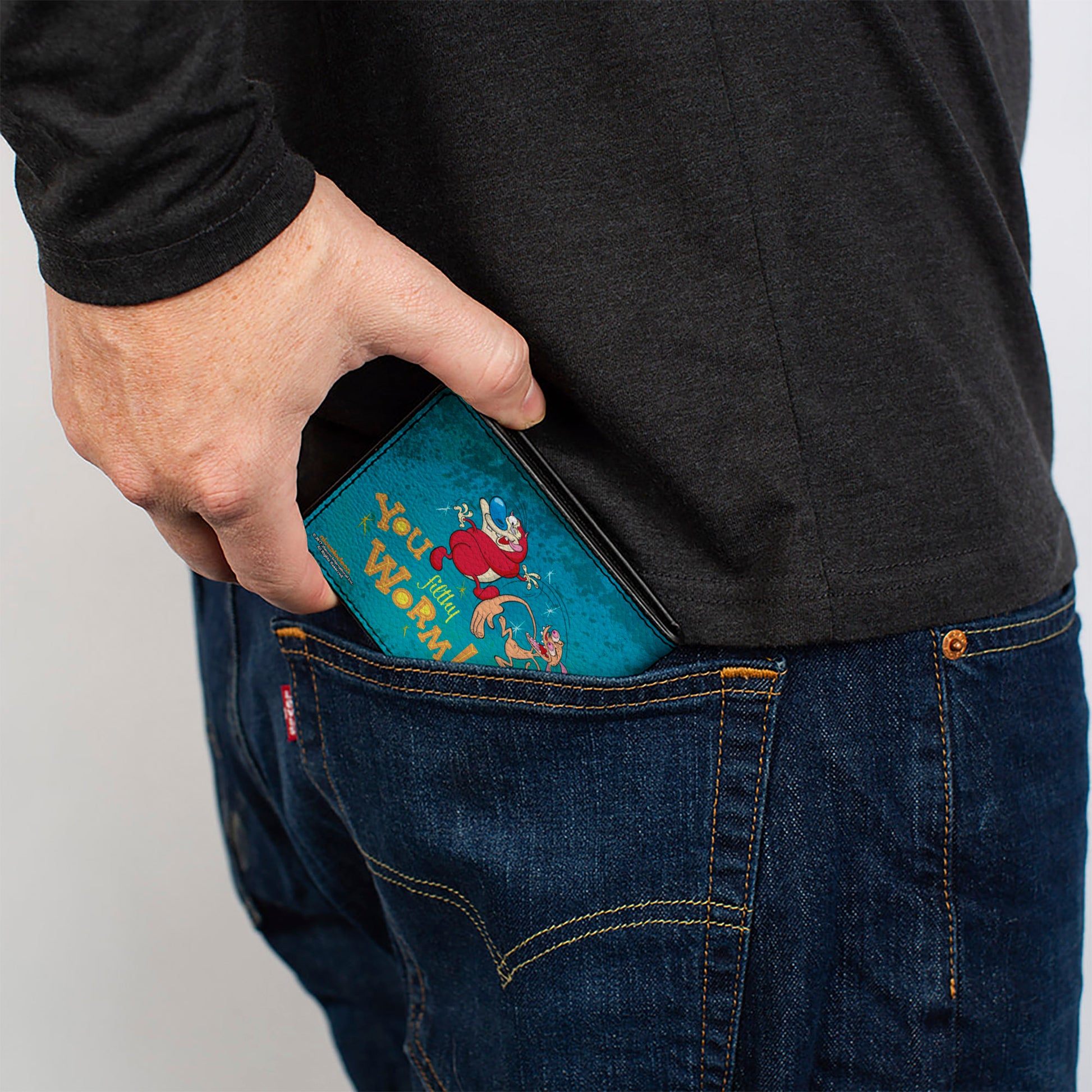 Bi-Fold Wallet - Ren Slapping Stimpy YOU FILTHY WORM! Bi-Fold Wallets Ren and Stimpy