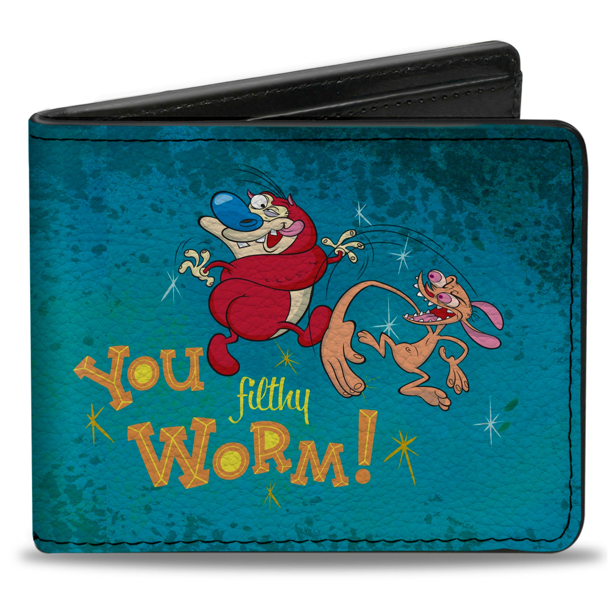 Bi-Fold Wallet - Ren Slapping Stimpy YOU FILTHY WORM! Bi-Fold Wallets Ren and Stimpy