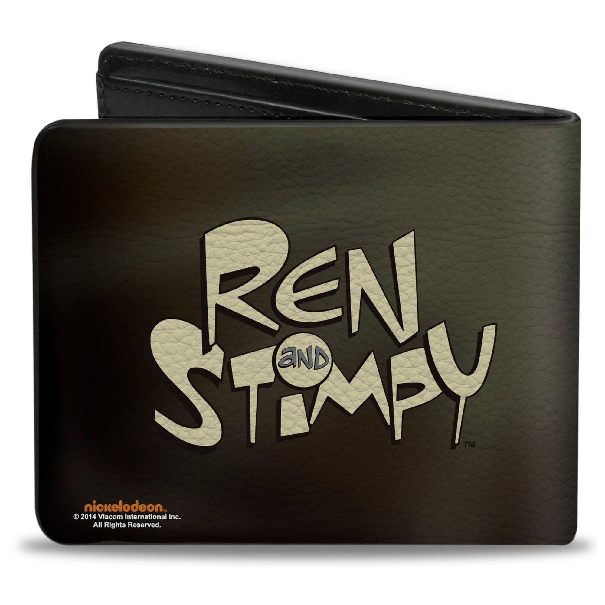 Bi-Fold Wallet - Powdered Toastman CLING TENACIOUSLY TO MY BUTTOCKS! + REN AND STIMPY Logo Black Bi-Fold Wallets Ren and Stimpy