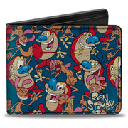 Bi-Fold Wallet - REN AND STIMPY Multi-Pose Collage Blue Bi-Fold Wallets Ren and Stimpy