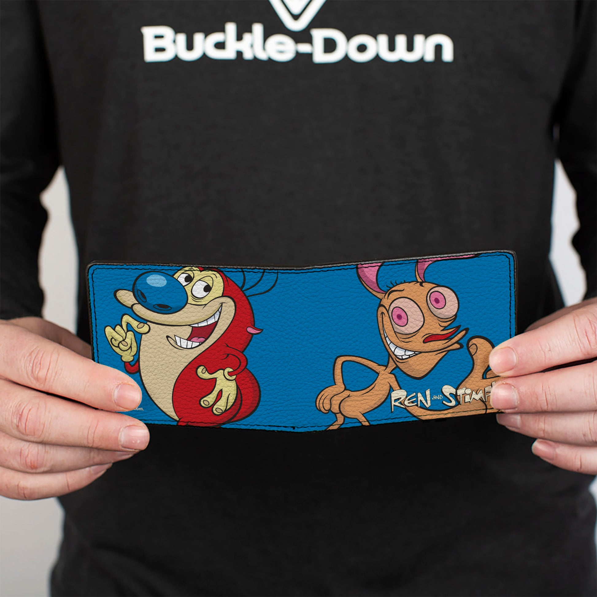 Bi-Fold Wallet - The Ren & Stimpy Show Ren and Stimpy Behind Pose Blue Bi-Fold Wallets Ren and Stimpy