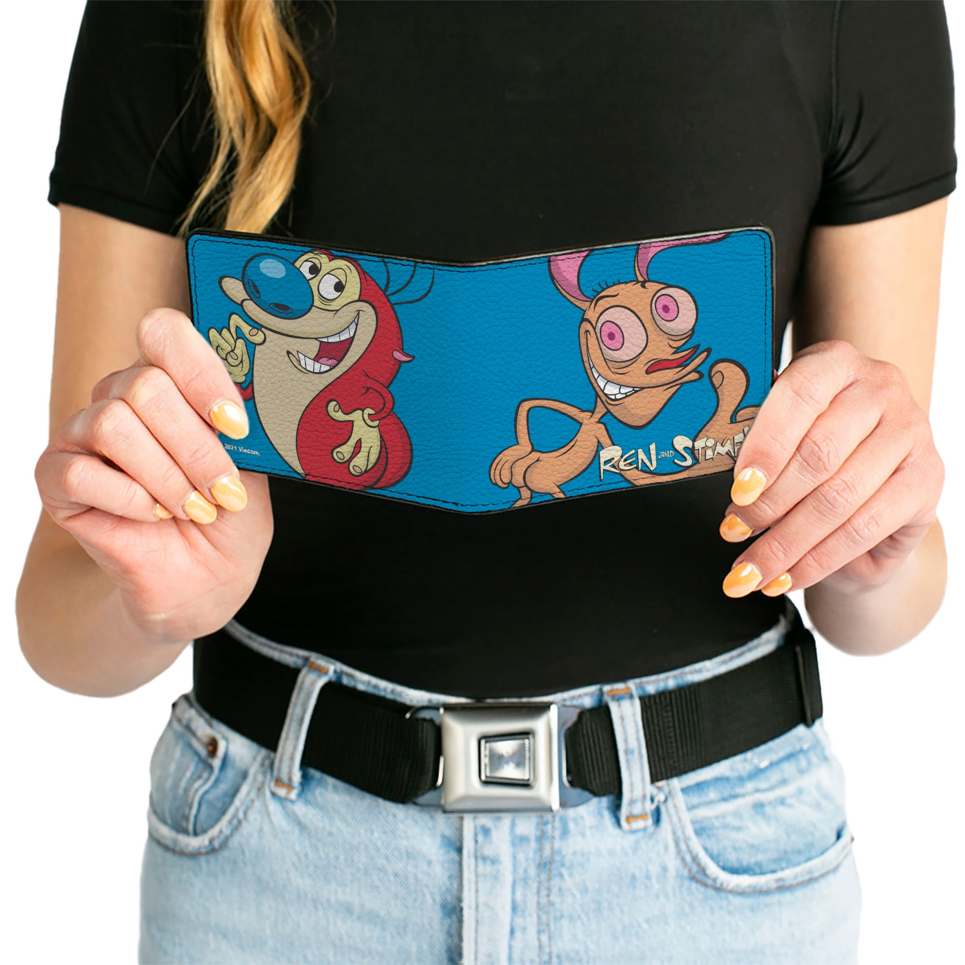 Bi-Fold Wallet - The Ren & Stimpy Show Ren and Stimpy Behind Pose Blue Bi-Fold Wallets Ren and Stimpy