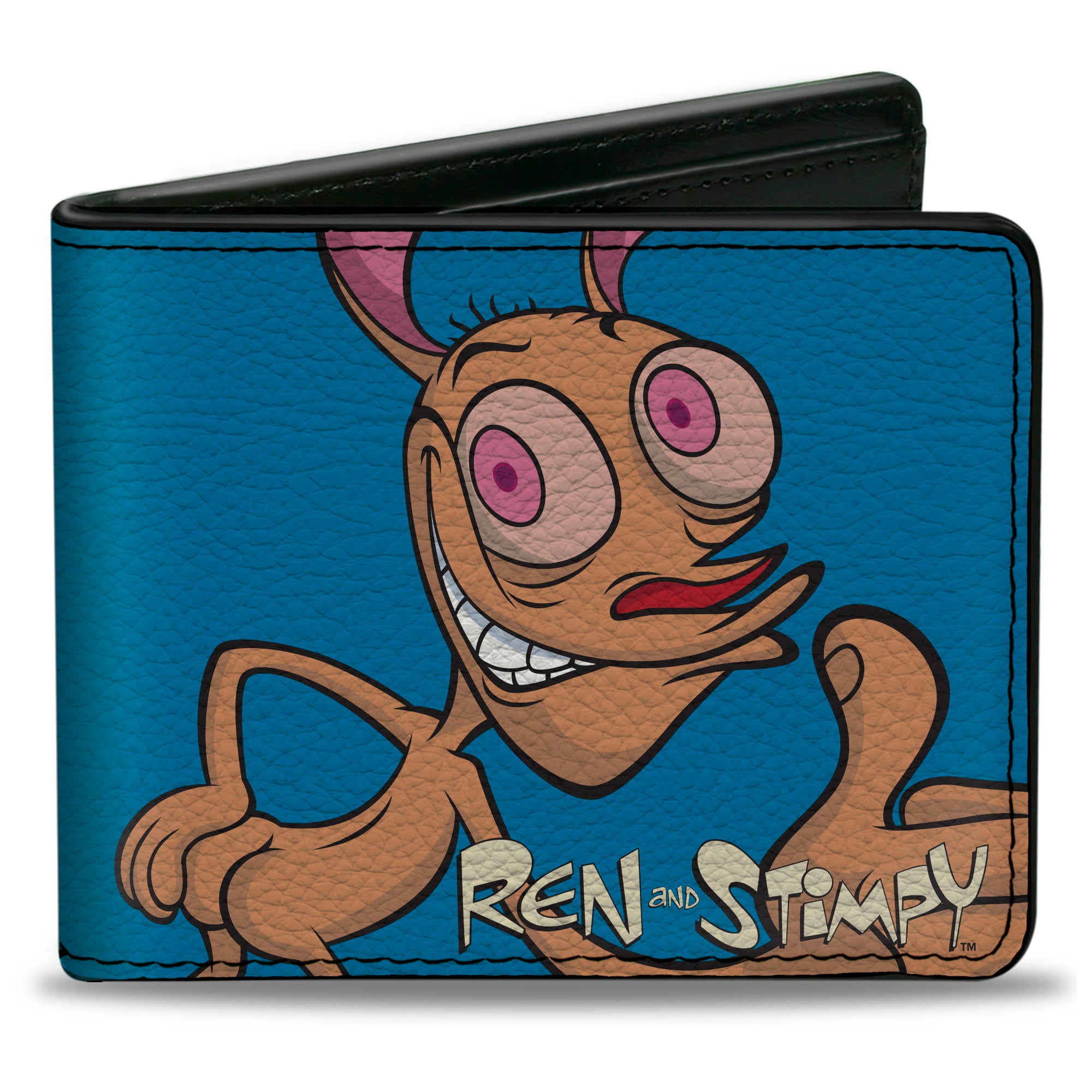 Bi-Fold Wallet - The Ren & Stimpy Show Ren and Stimpy Behind Pose Blue Bi-Fold Wallets Ren and Stimpy