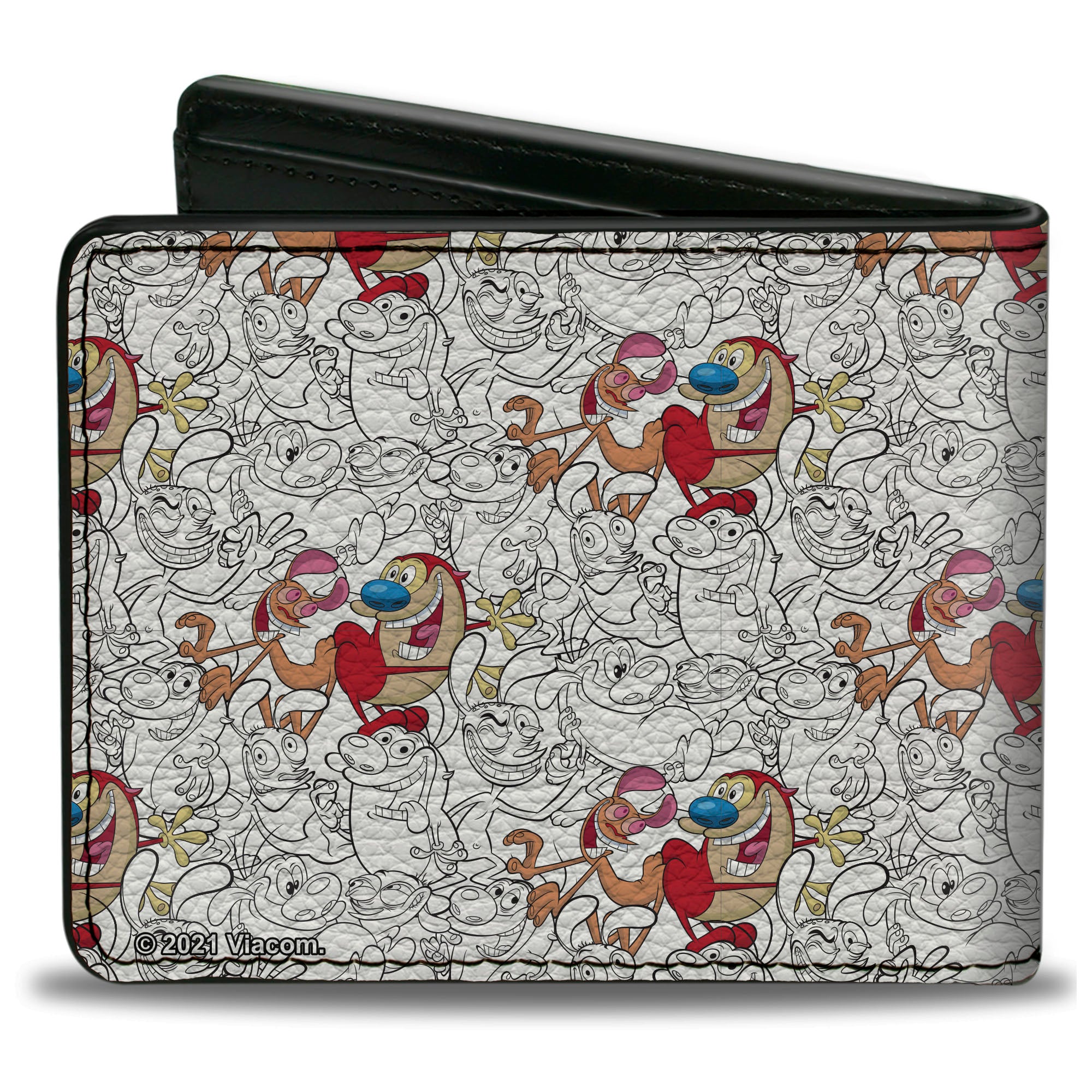 Bi-Fold Wallet - The Ren & Stimpy Show Poses Collage Outline Full Color Bi-Fold Wallets Ren and Stimpy