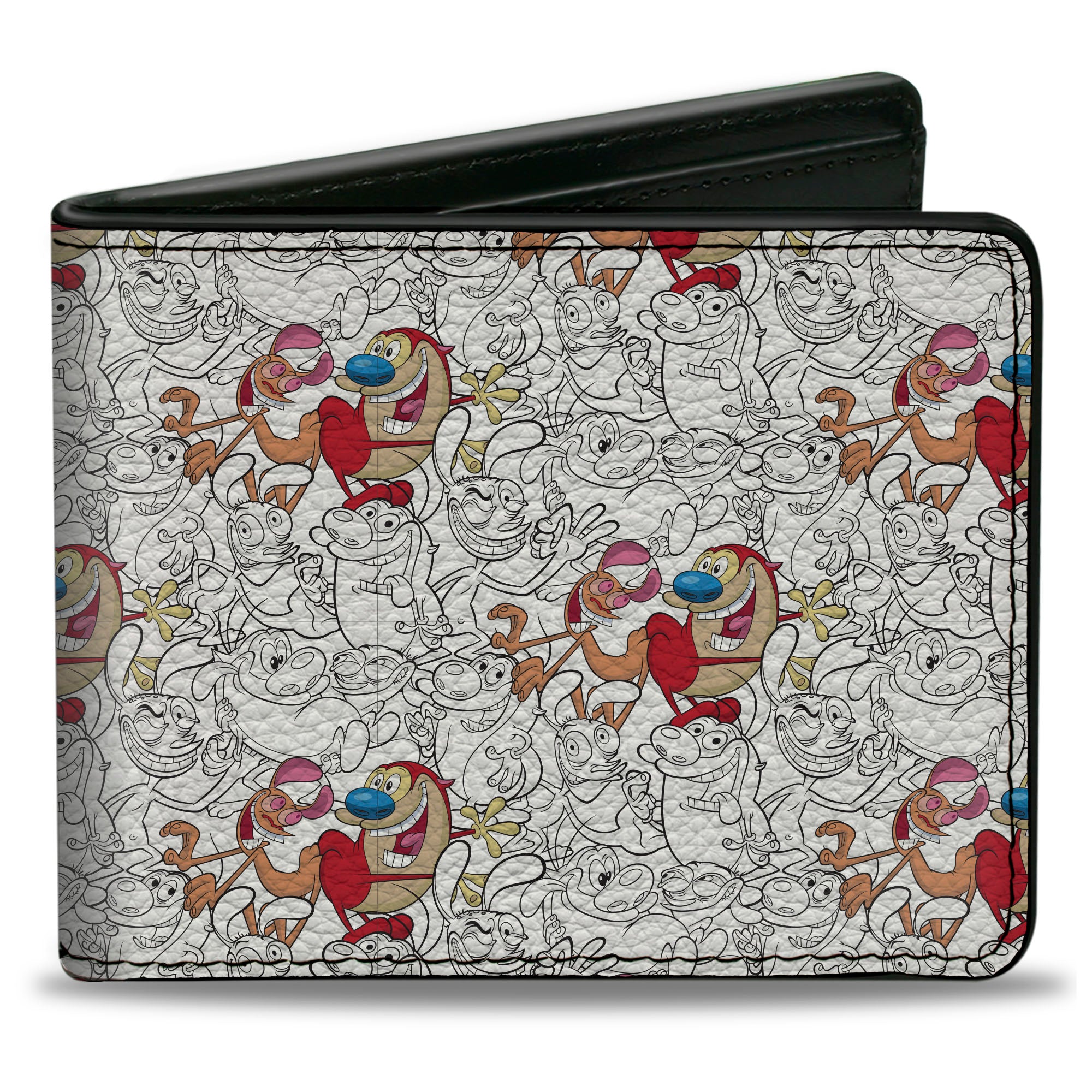 Bi-Fold Wallet - The Ren & Stimpy Show Poses Collage Outline Full Color Bi-Fold Wallets Ren and Stimpy