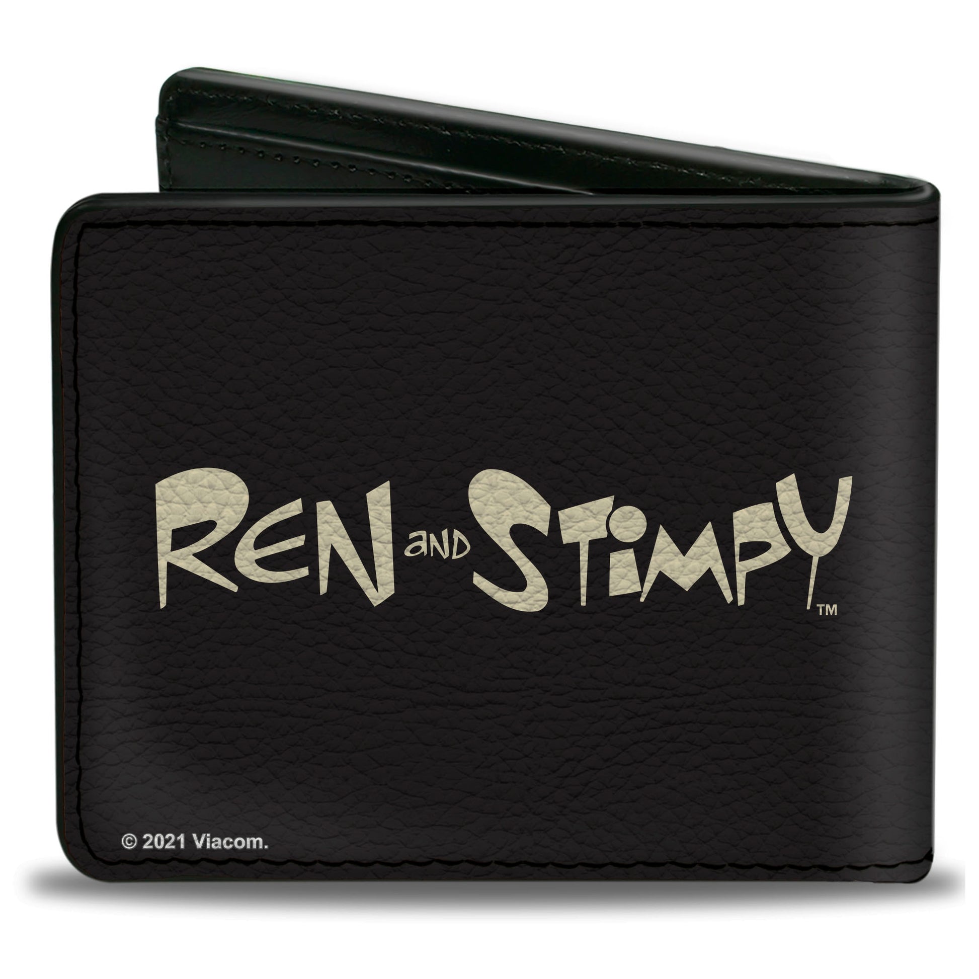 Bi-Fold Wallet - The Ren & Stimpy Show Ren Winking Pose CLOSE-UP + Logo Black Bi-Fold Wallets Ren and Stimpy