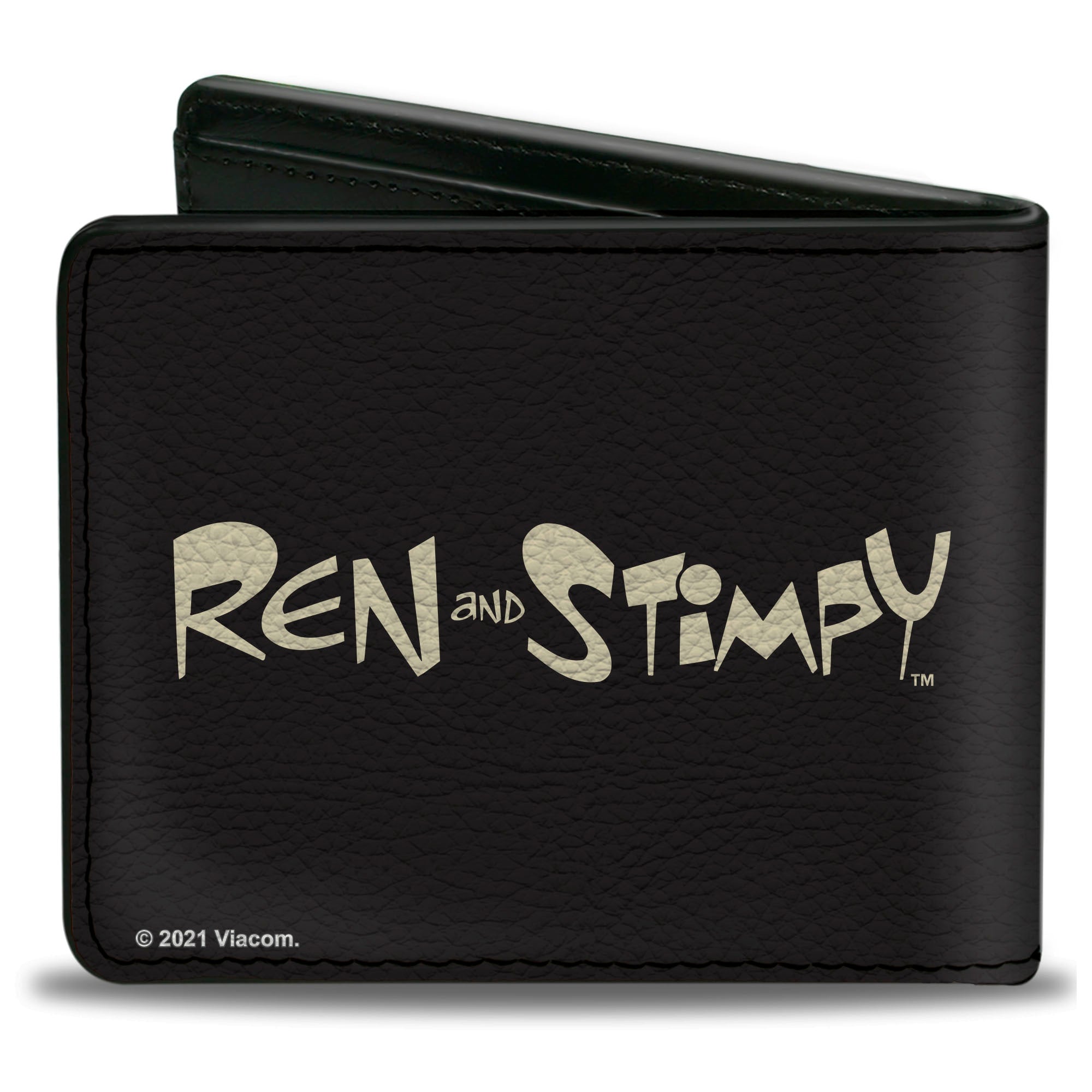 Bi-Fold Wallet - The Ren & Stimpy Show Ren Winking Pose CLOSE-UP + Logo Black Bi-Fold Wallets Ren and Stimpy