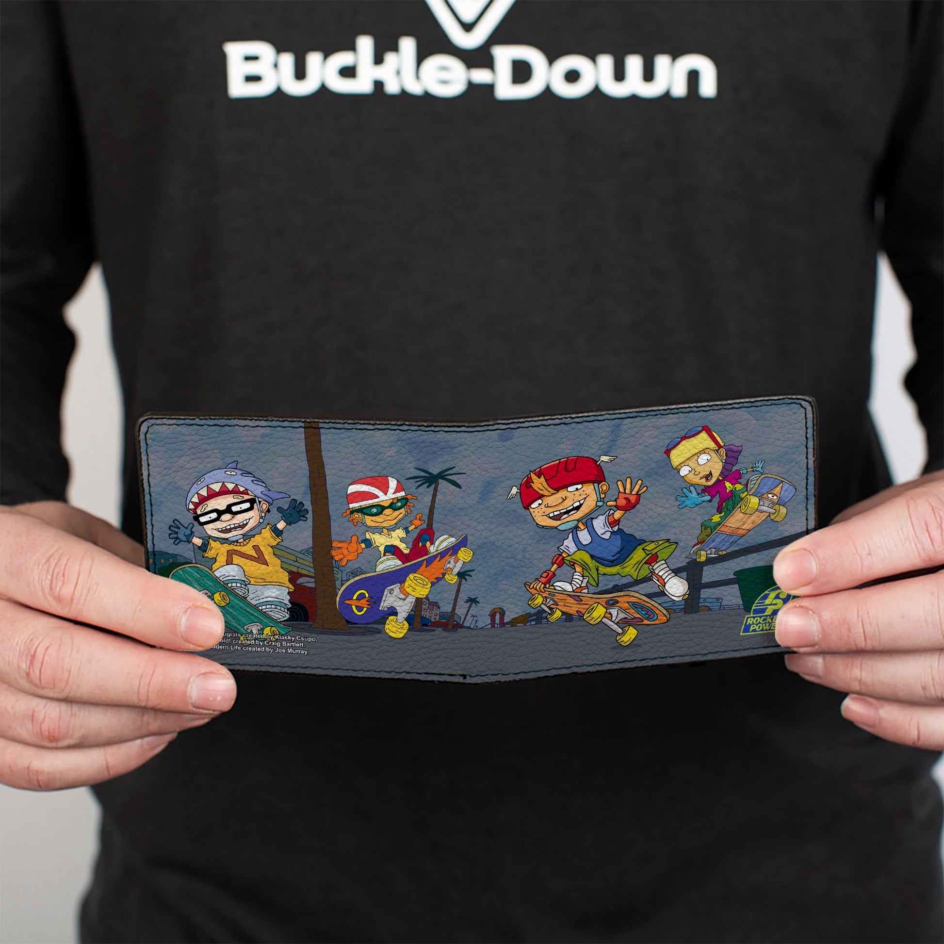 Bi-Fold Wallet - ROCKET POWER 4-Character Group Action Pose Grays Bi-Fold Wallets Rocket Power