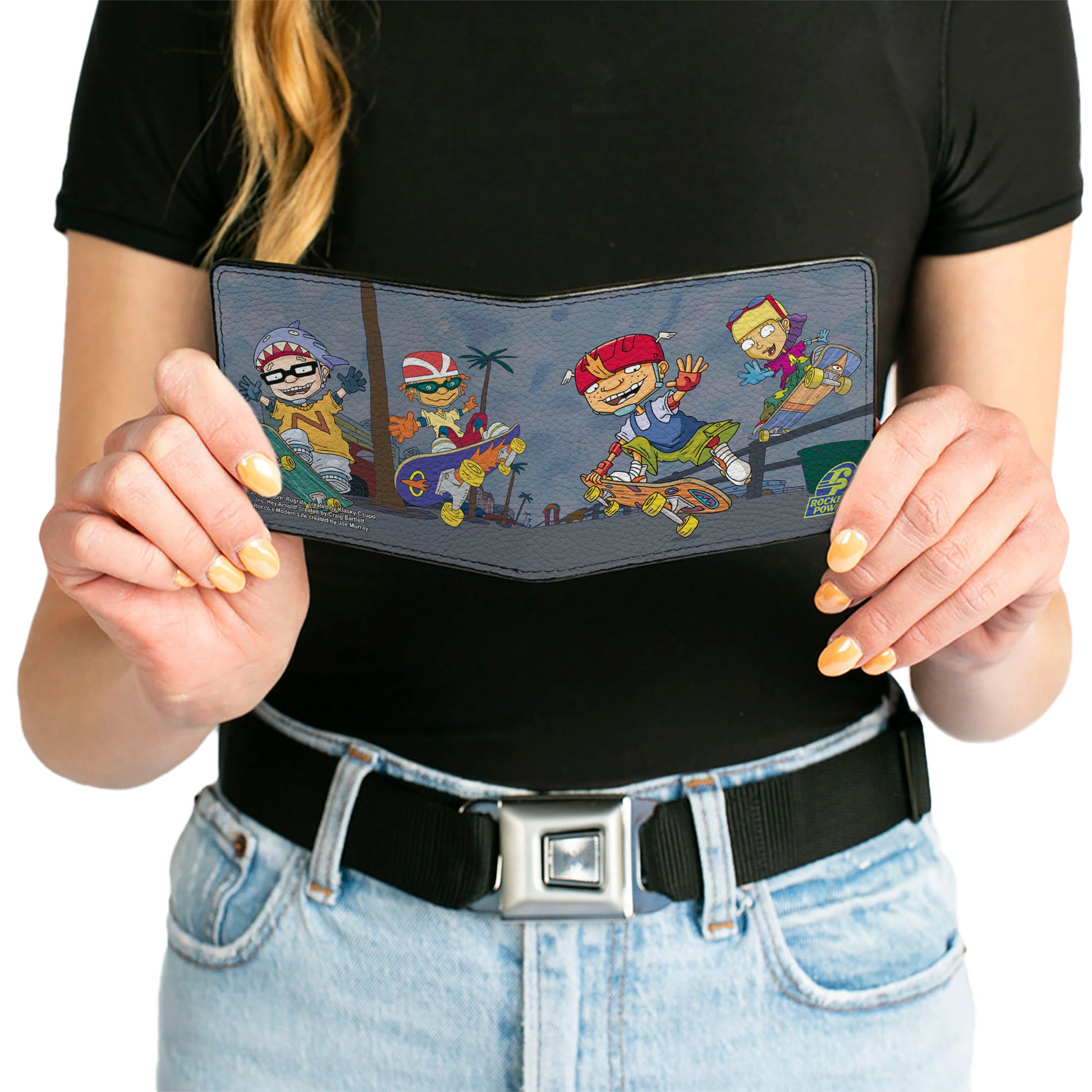 Bi-Fold Wallet - ROCKET POWER 4-Character Group Action Pose Grays Bi-Fold Wallets Rocket Power