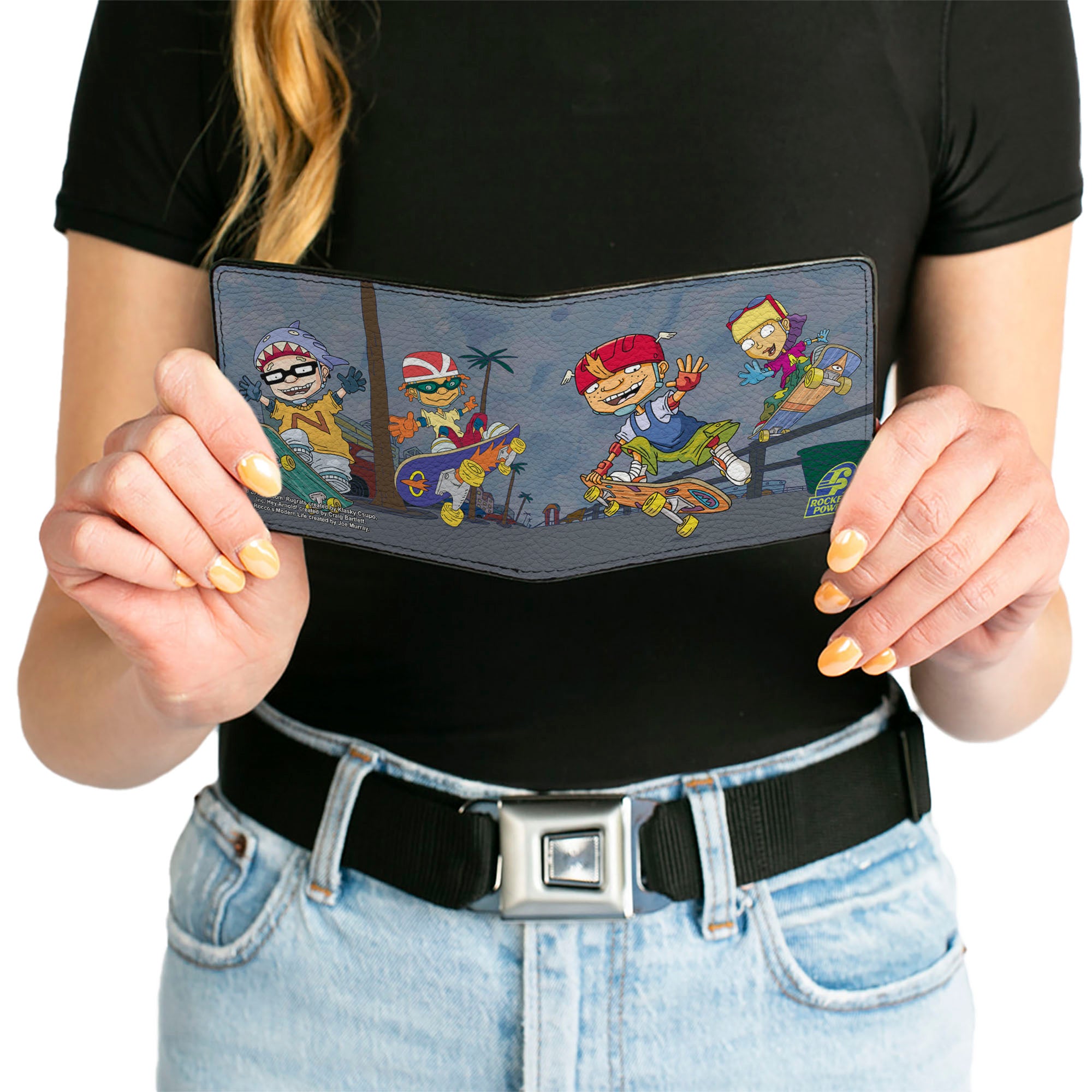 Bi-Fold Wallet - ROCKET POWER 4-Character Group Action Pose Grays Bi-Fold Wallets Rocket Power