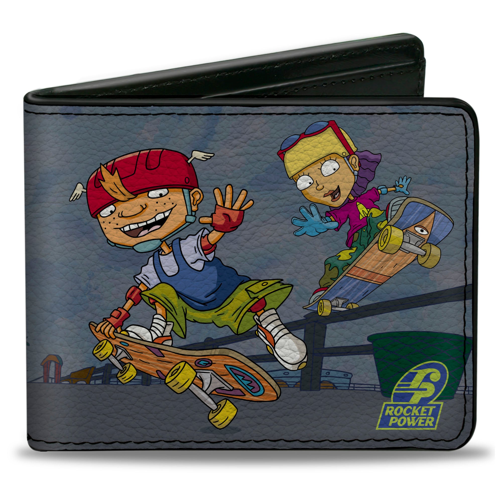 Bi-Fold Wallet - ROCKET POWER 4-Character Group Action Pose Grays Bi-Fold Wallets Rocket Power