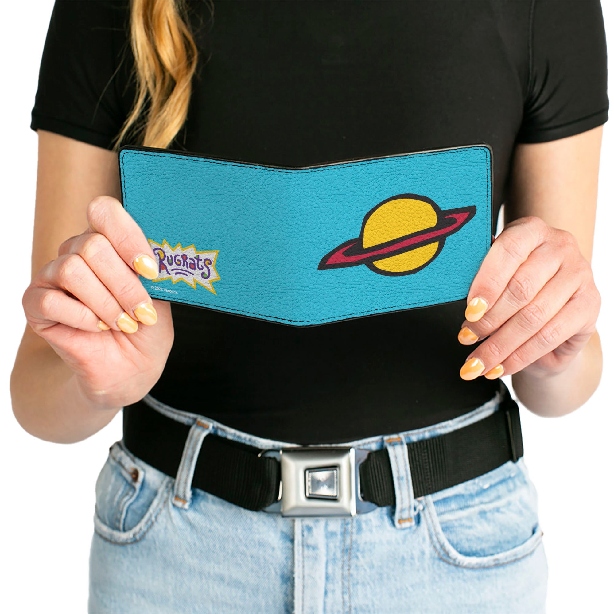 Bi-Fold Wallet - Rugrats Chuckie Saturn Shirt Icon Blue Bi-Fold Wallets Rugrats