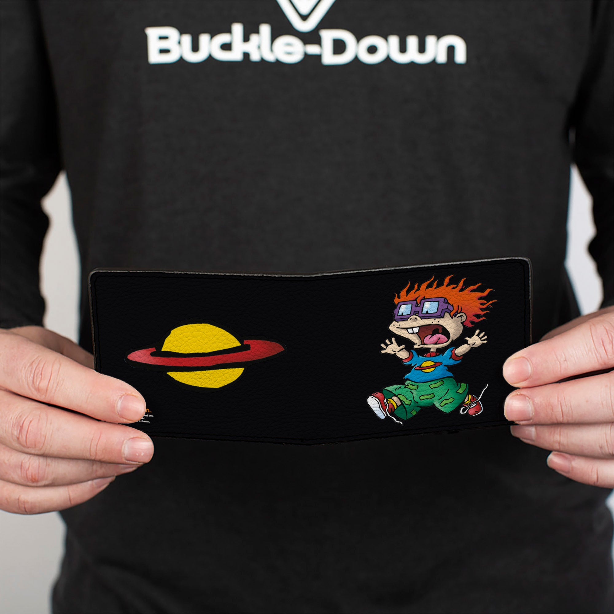 Bi-Fold Wallet - Chuckie Running Pose + Saturn Black Bi-Fold Wallets Rugrats