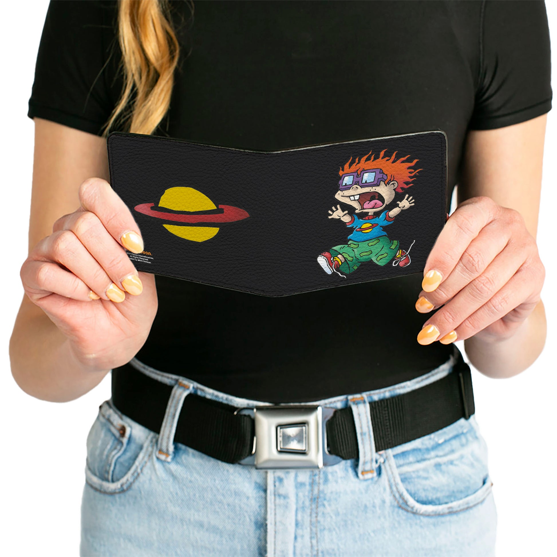 Bi-Fold Wallet - Chuckie Running Pose + Saturn Black Bi-Fold Wallets Rugrats