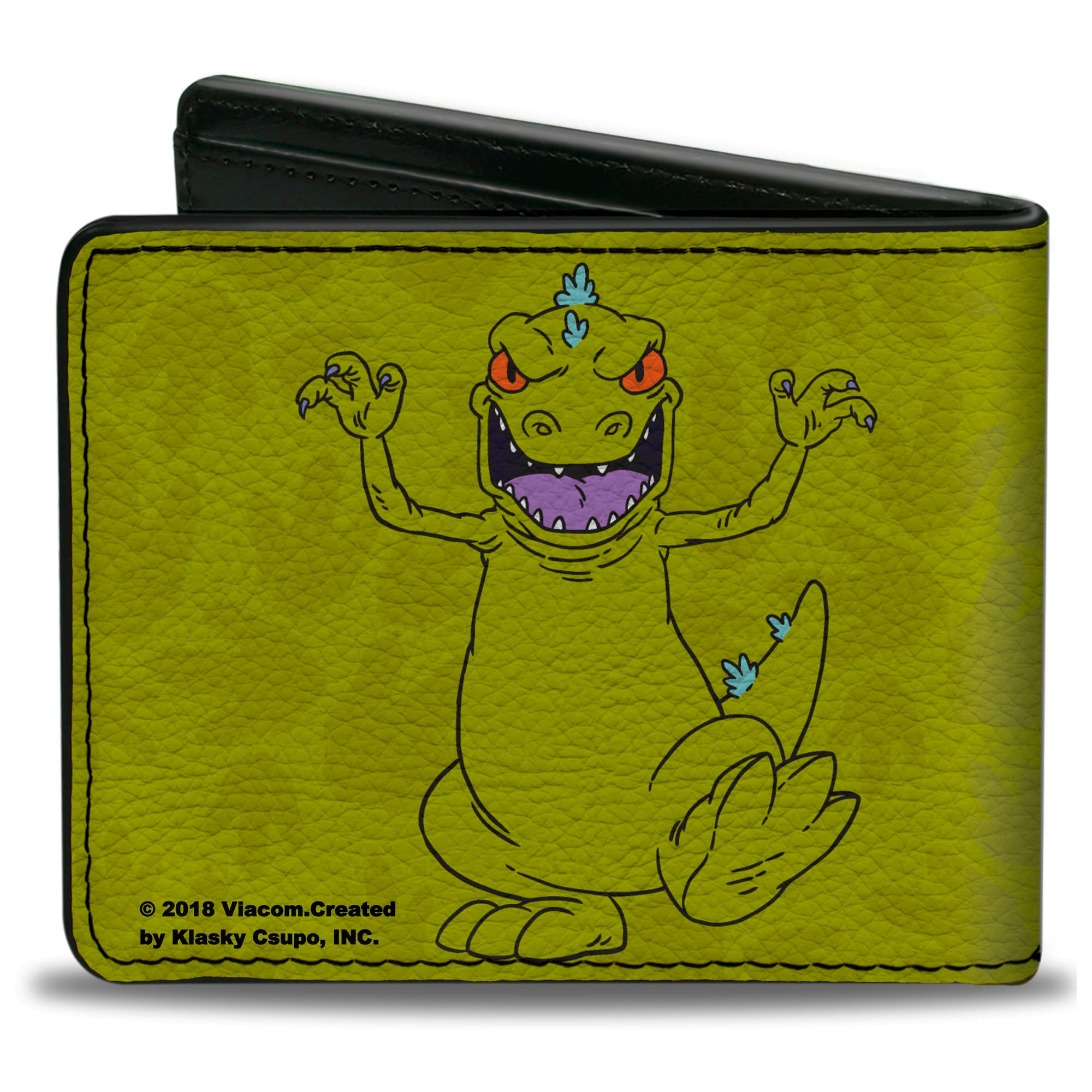 Bi-Fold Wallet - Rugrats Reptar 2-Poses Footprints Scattered Greens Bi-Fold Wallets Rugrats