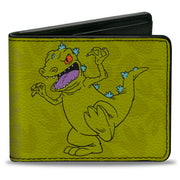 Bi-Fold Wallet - Rugrats Reptar 2-Poses Footprints Scattered Greens Bi-Fold Wallets Rugrats