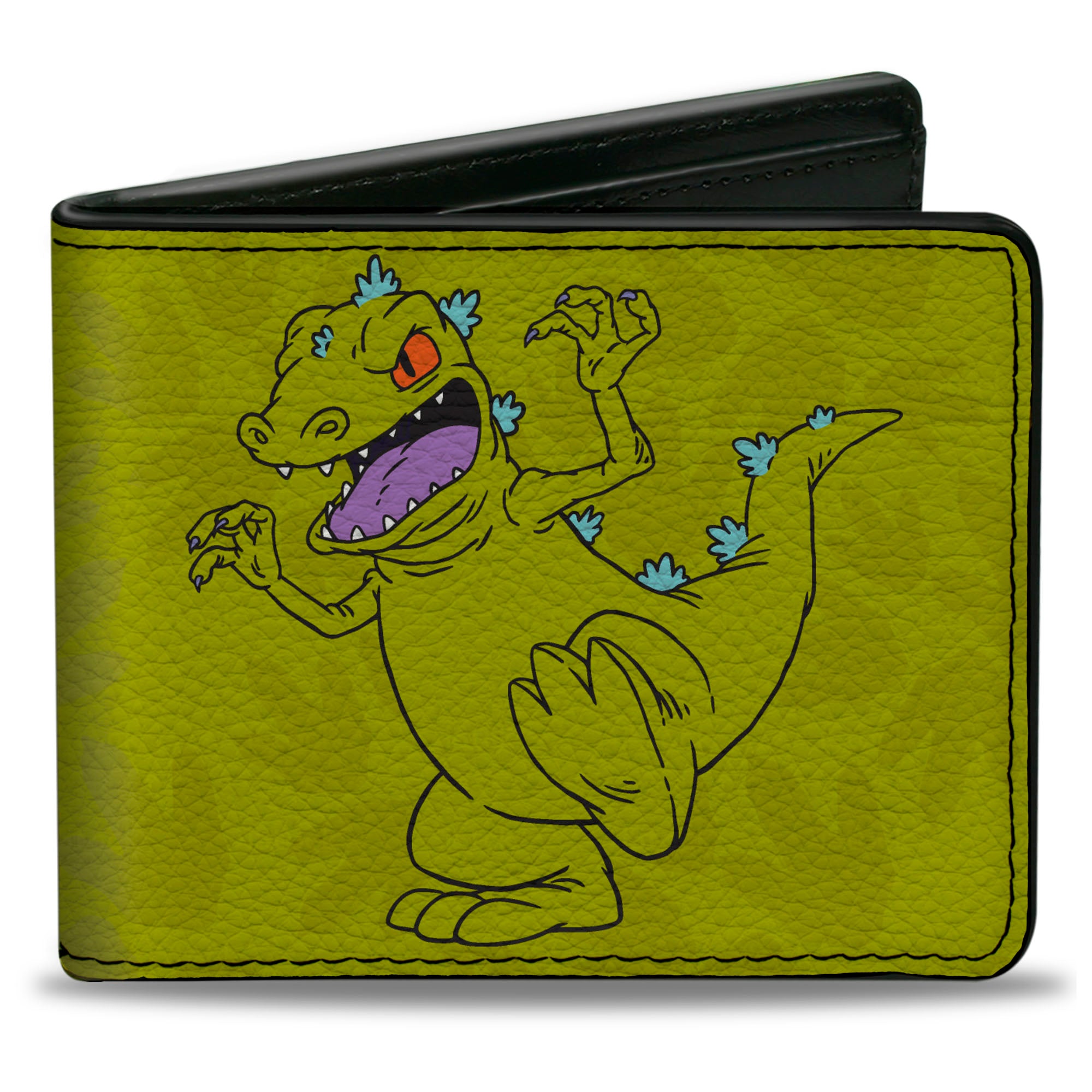 Bi-Fold Wallet - Rugrats Reptar 2-Poses Footprints Scattered Greens Bi-Fold Wallets Rugrats