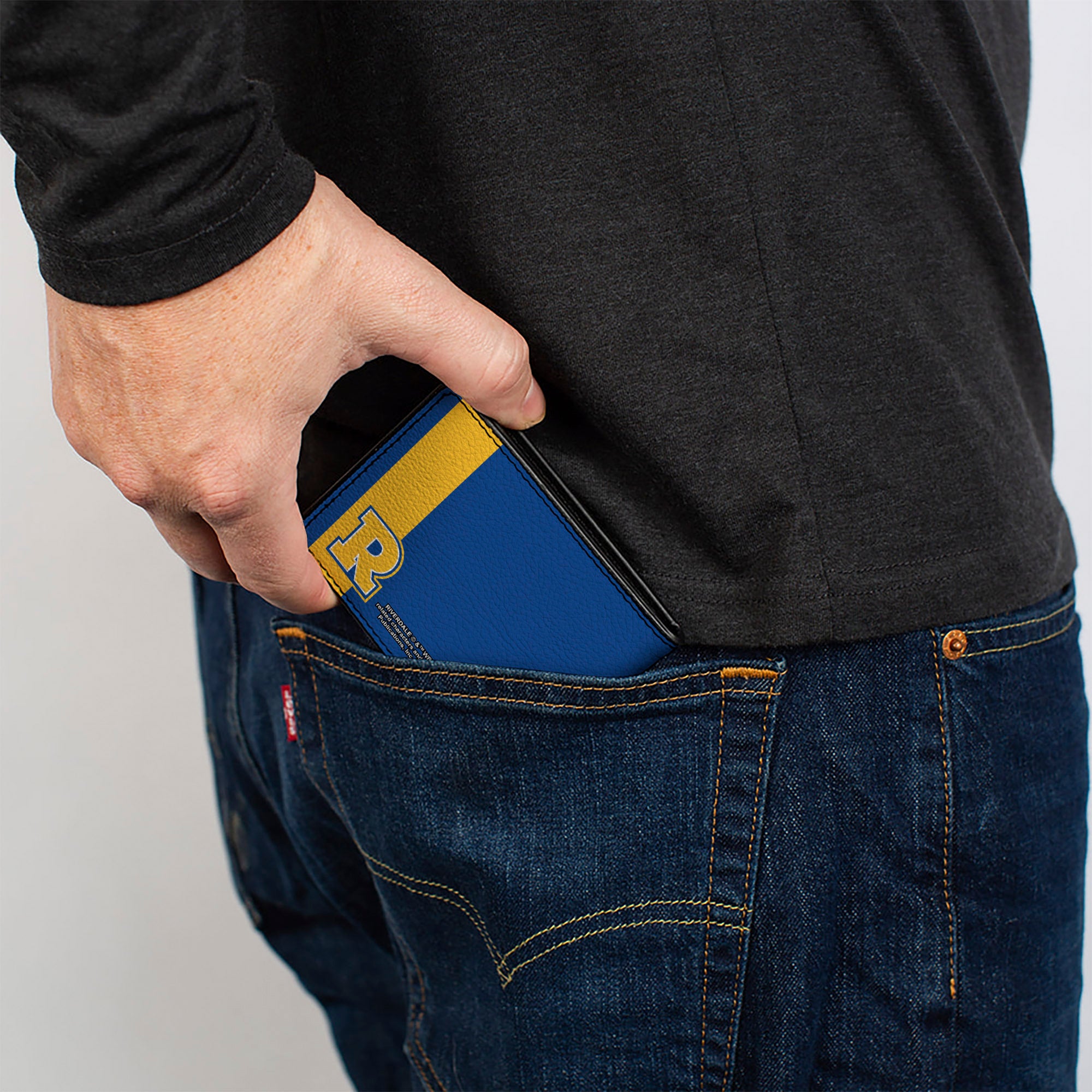 Bi-Fold Wallet - Riverdale Bulldog Mascot GO BULLDOGS!-RIVERDALE HIGH Blue Yellow Bi-Fold Wallets Riverdale