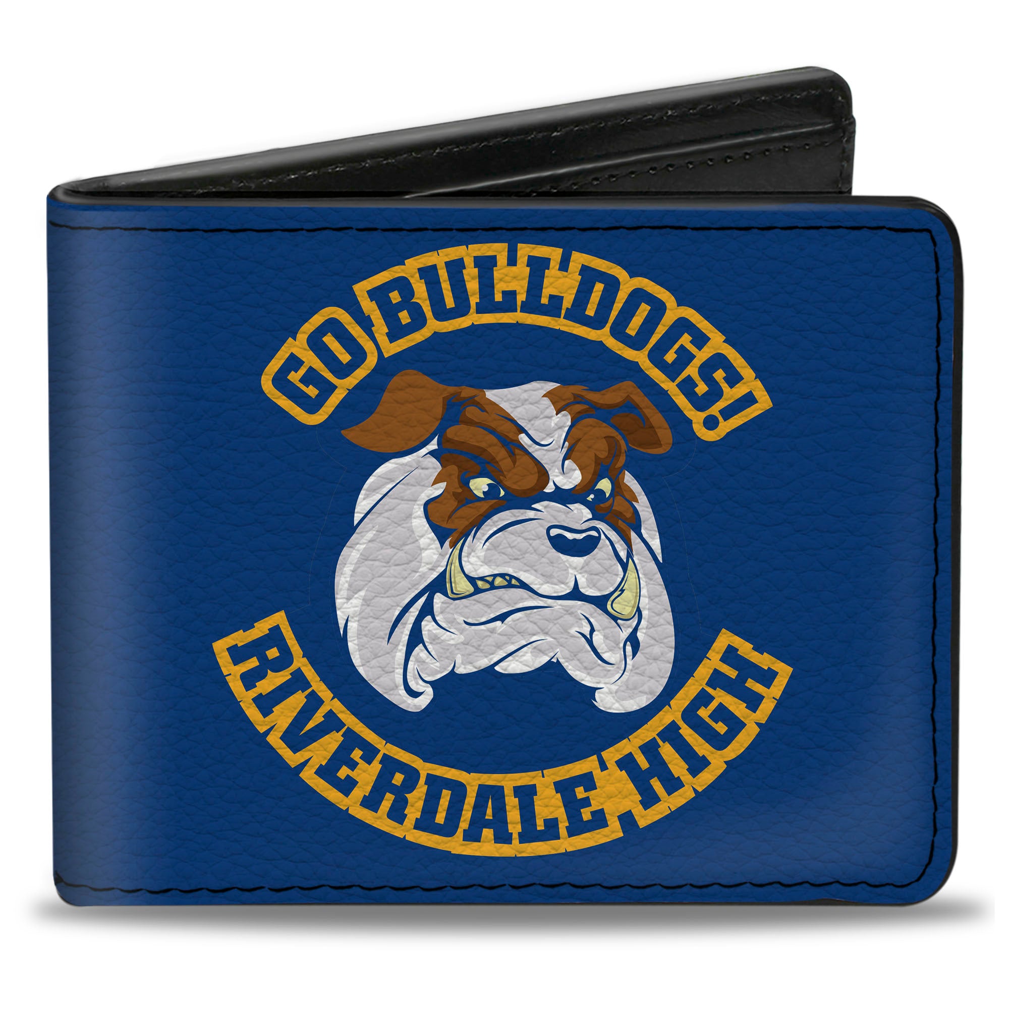 Bi-Fold Wallet - Riverdale Bulldog Mascot GO BULLDOGS!-RIVERDALE HIGH Blue Yellow Bi-Fold Wallets Riverdale