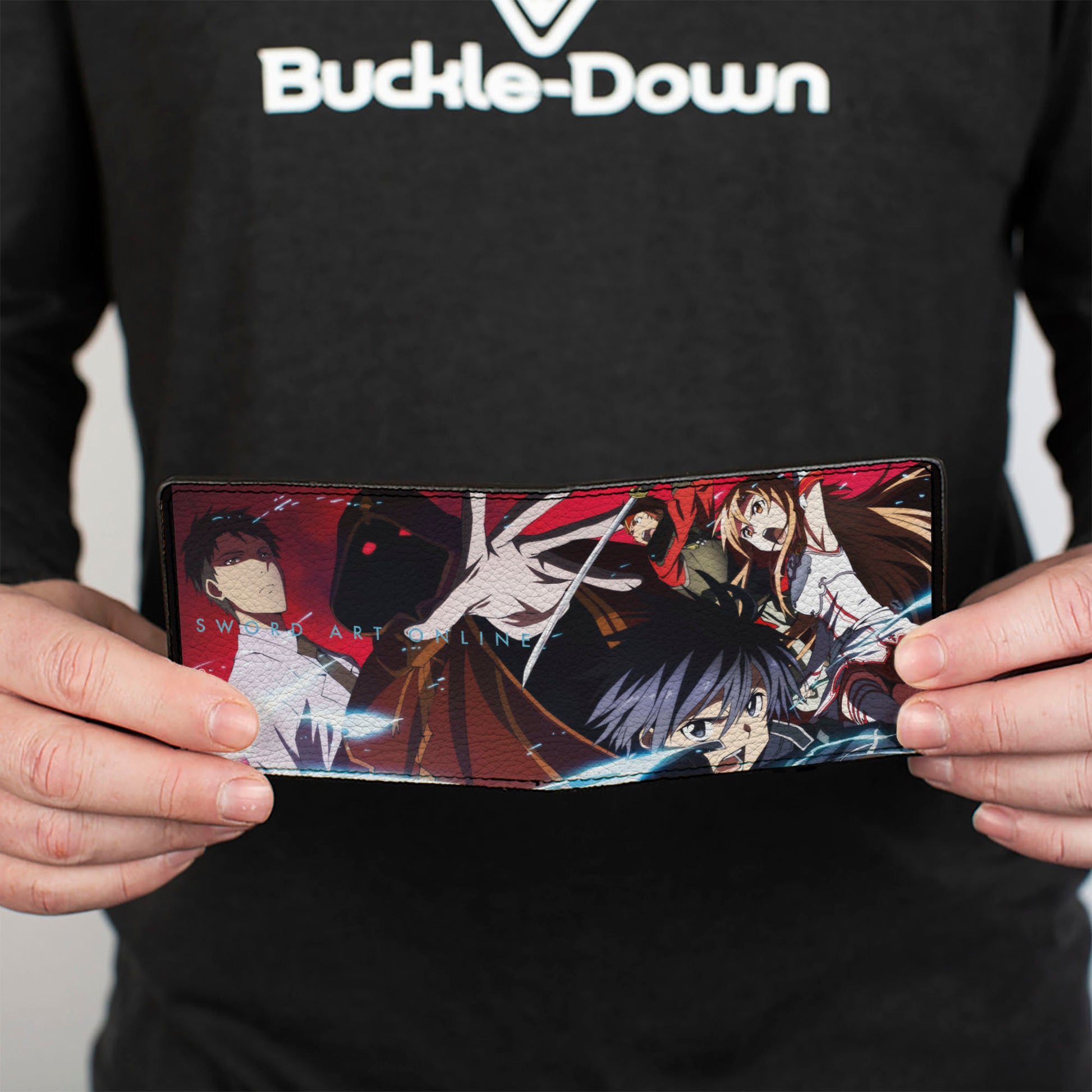 Bi-Fold Wallet - SWORD ART ONLINE Five Character Group Pose and Title Logo Red Bi-Fold Wallets Sword Art Online