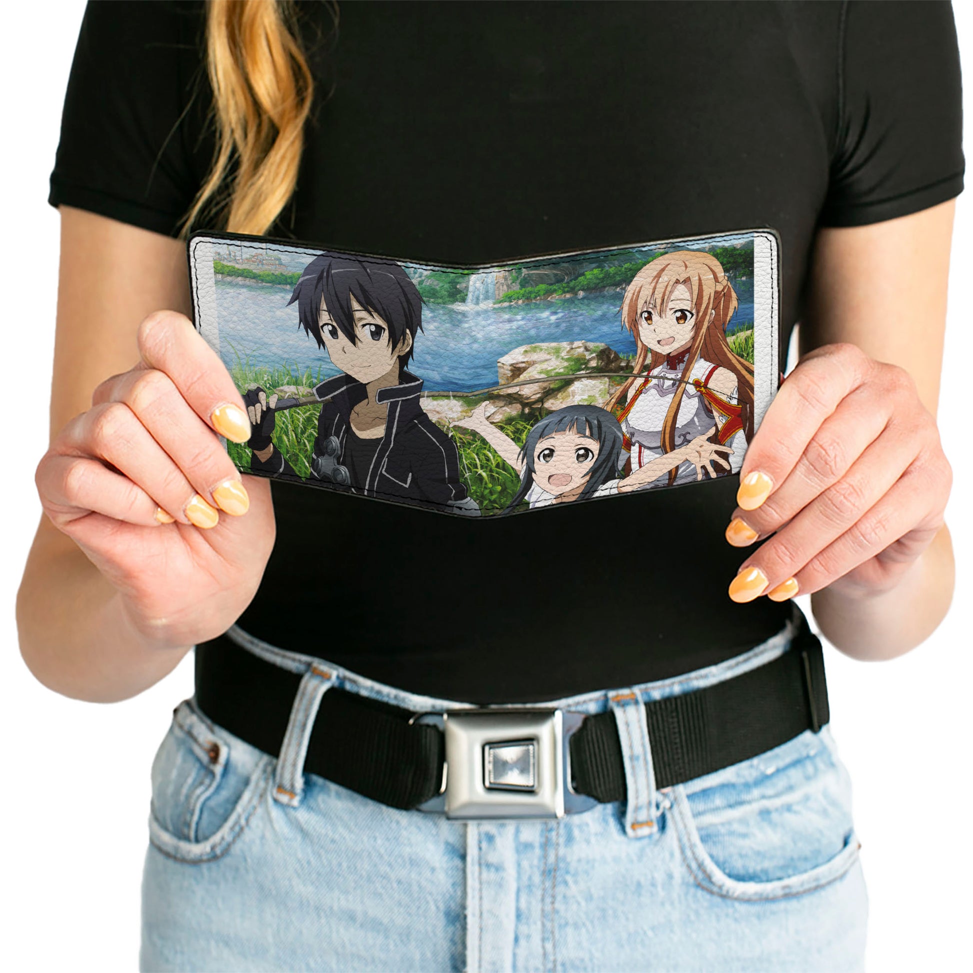 Bi-Fold Wallet - SWORD ART ONLINE Kirito Asuna and Yui Fishing Scene Bi-Fold Wallets Sword Art Online