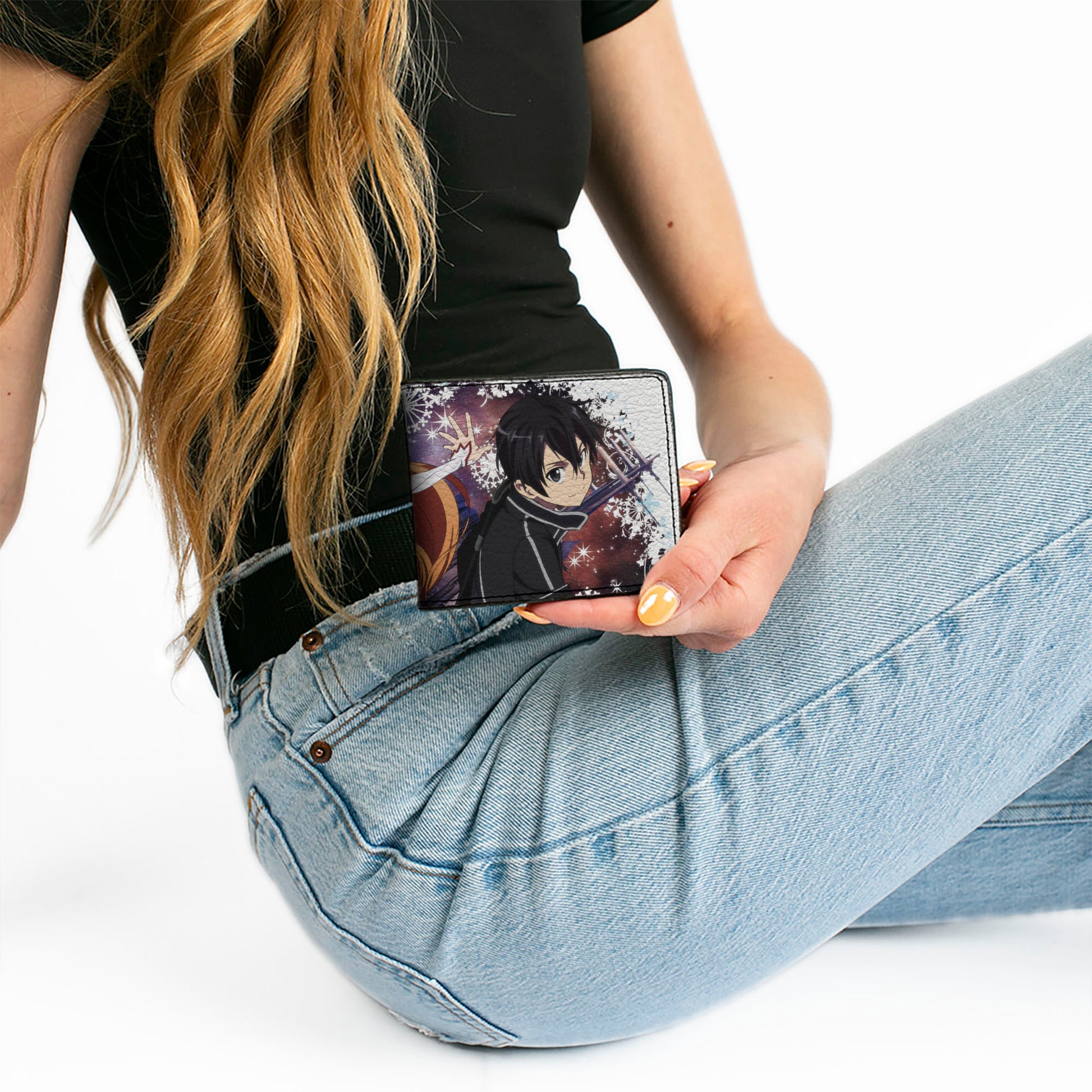Bi-Fold Wallet - SWORD ART ONLINE Asuna and Kirito Swords Pose White Bi-Fold Wallets Sword Art Online