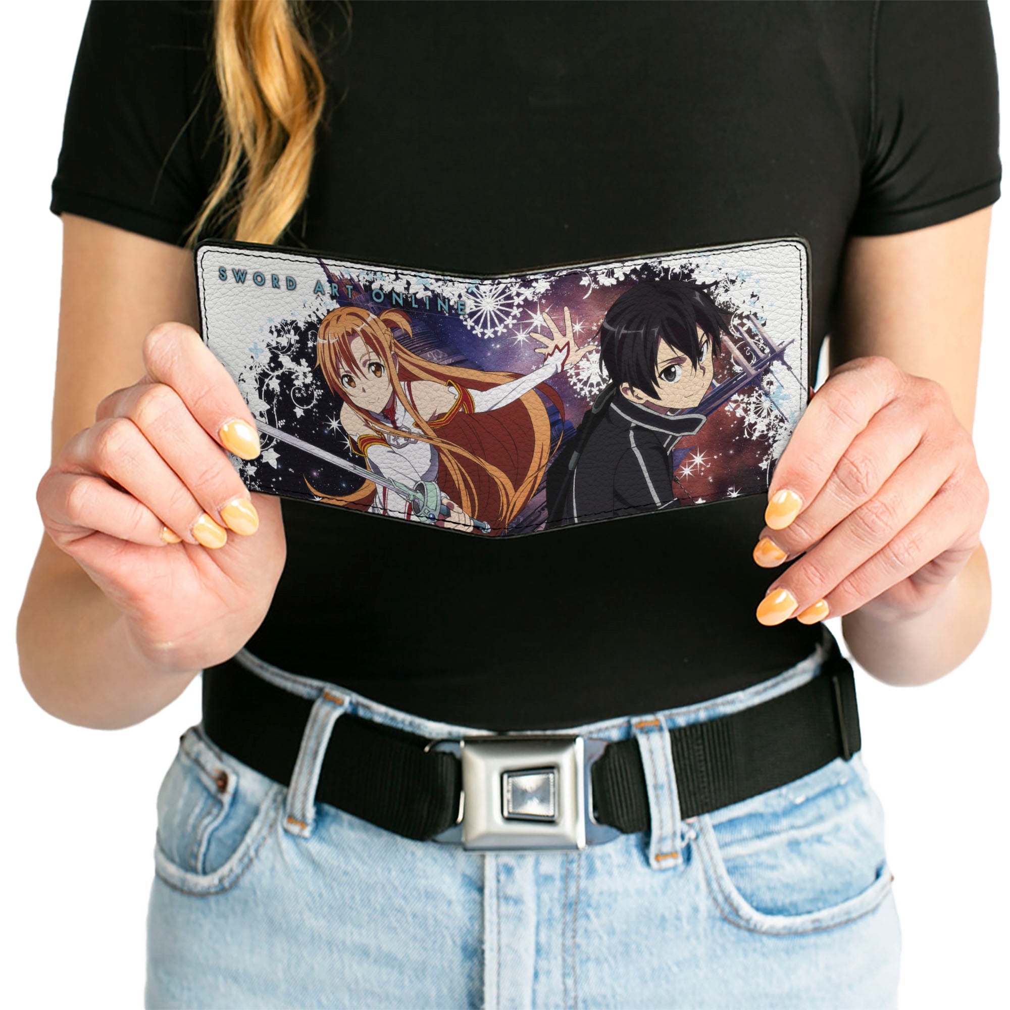 Bi-Fold Wallet - SWORD ART ONLINE Asuna and Kirito Swords Pose White Bi-Fold Wallets Sword Art Online