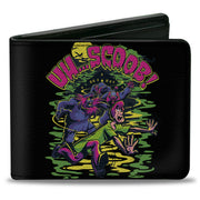 Bi-Fold Wallet - Scooby-Doo Monsters Chasing Shaggy UH SCOOB! Pose Green Yellow Pink Bi-Fold Wallets Scooby Doo