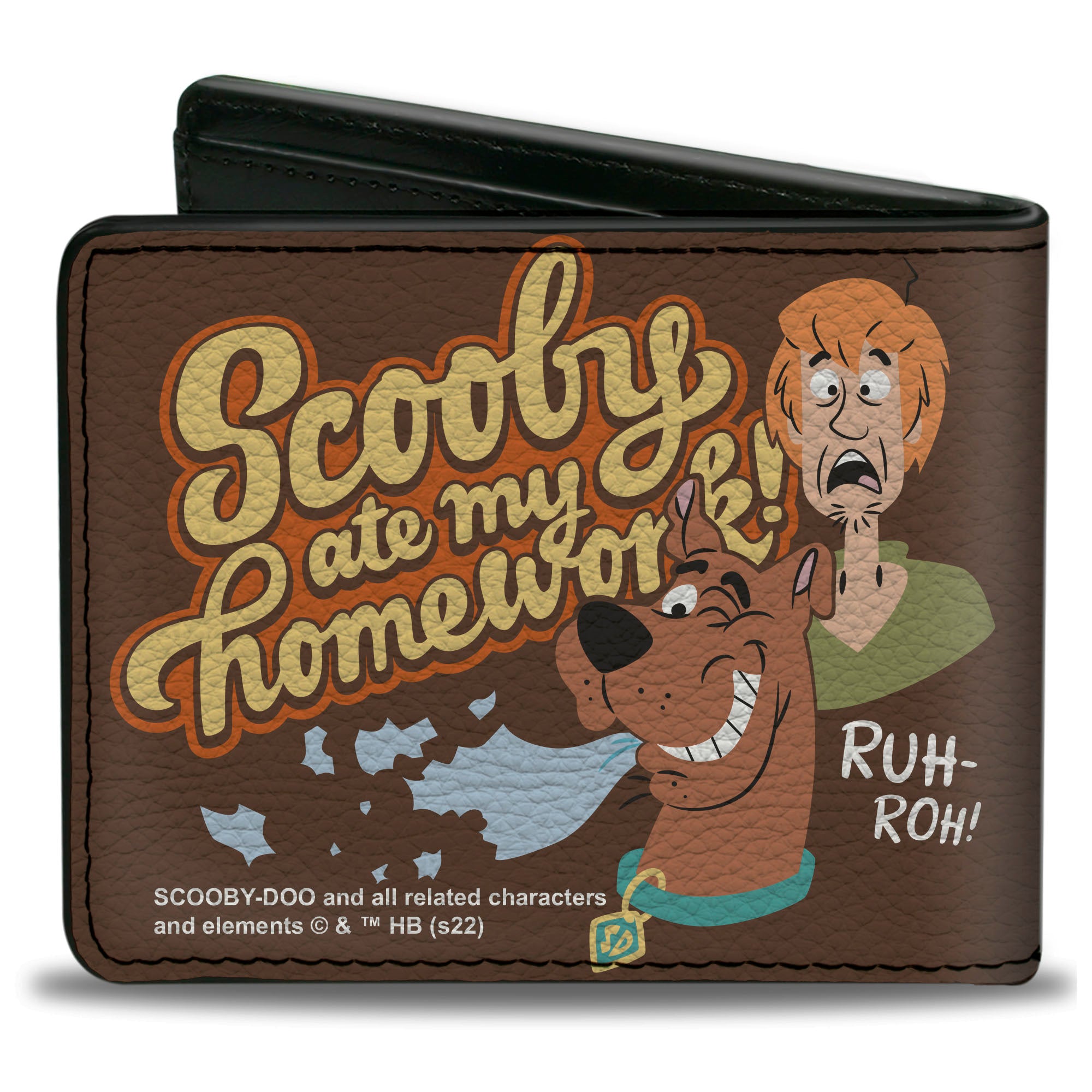 Bi-Fold Wallet - Scooby Doo and Shaggy SCOOBY ATE MY HOMEWORK Pose Brown Bi-Fold Wallets Scooby Doo