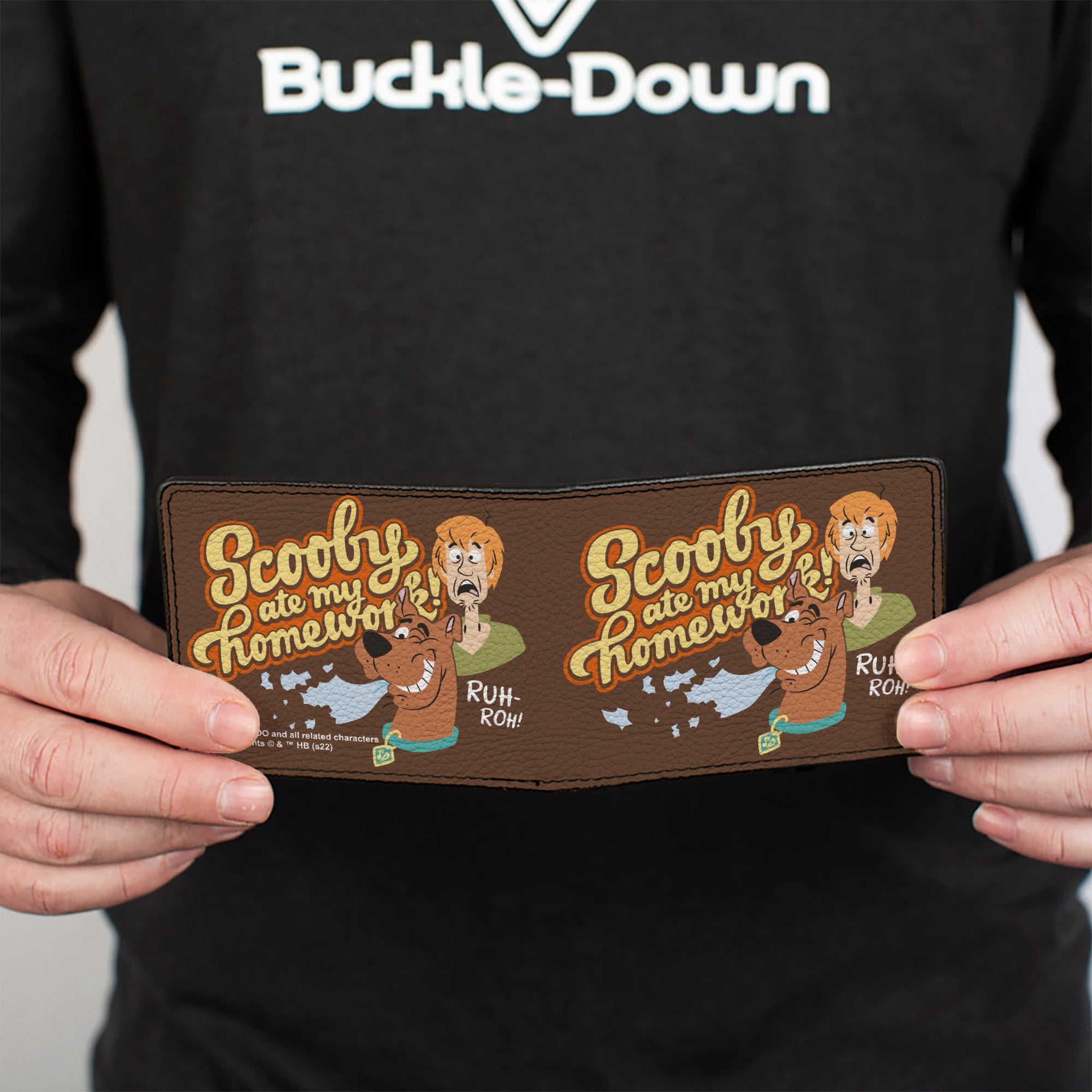 Bi-Fold Wallet - Scooby Doo and Shaggy SCOOBY ATE MY HOMEWORK Pose Brown Bi-Fold Wallets Scooby Doo