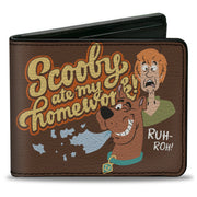 Bi-Fold Wallet - Scooby Doo and Shaggy SCOOBY ATE MY HOMEWORK Pose Brown Bi-Fold Wallets Scooby Doo