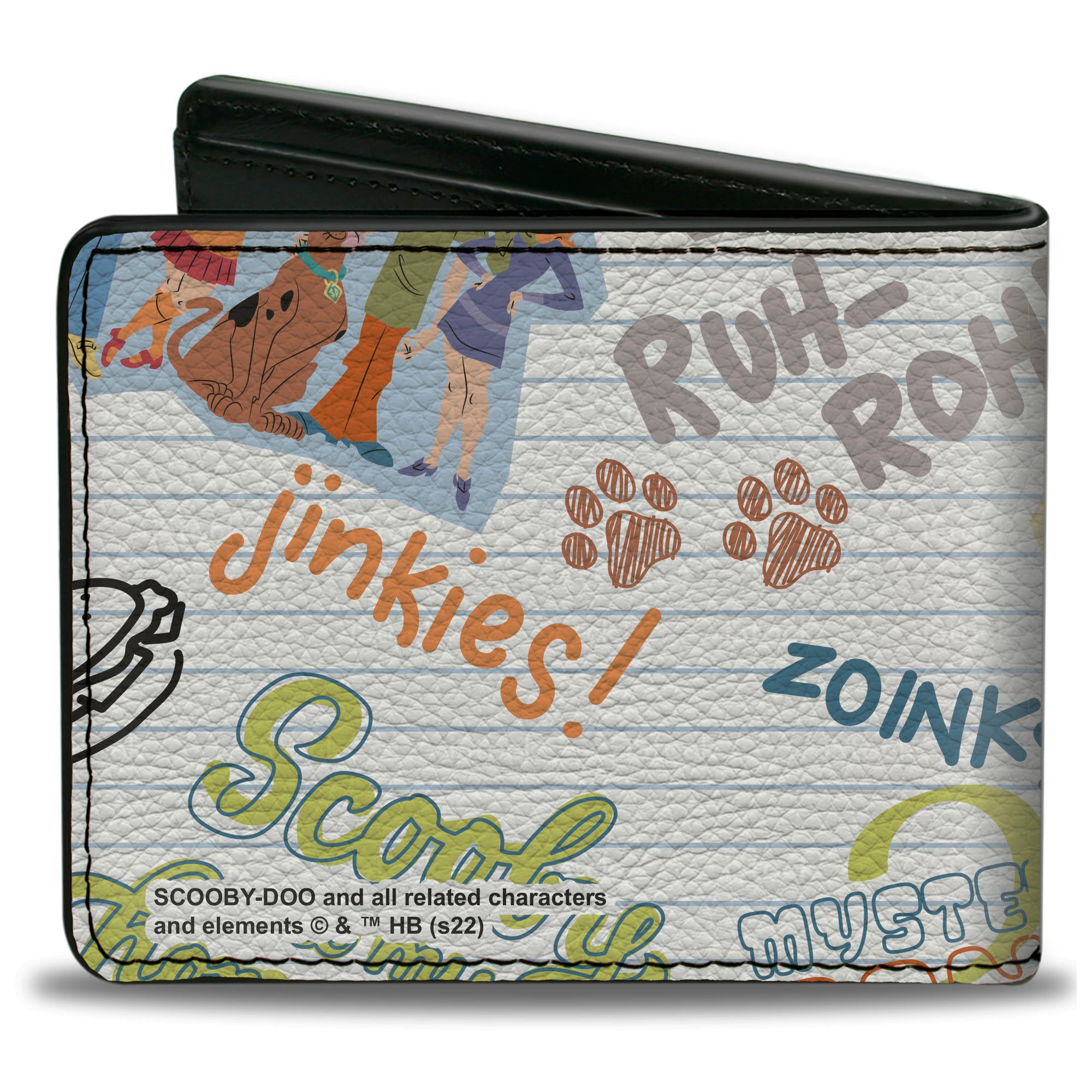 Bi-Fold Wallet - Scooby Doo Notebook Doodles Collage White Multi Color Bi-Fold Wallets Scooby Doo