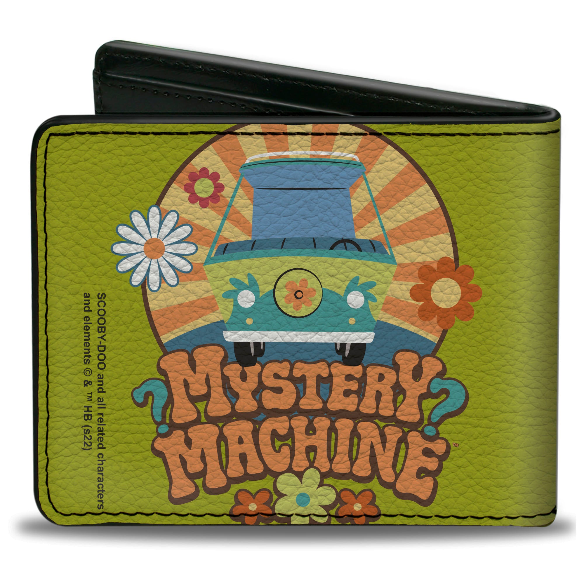 Bi-Fold Wallet - Scooby Doo MYSTERY MACHINE Sun Rays and Flowers Icon Green Bi-Fold Wallets Scooby Doo