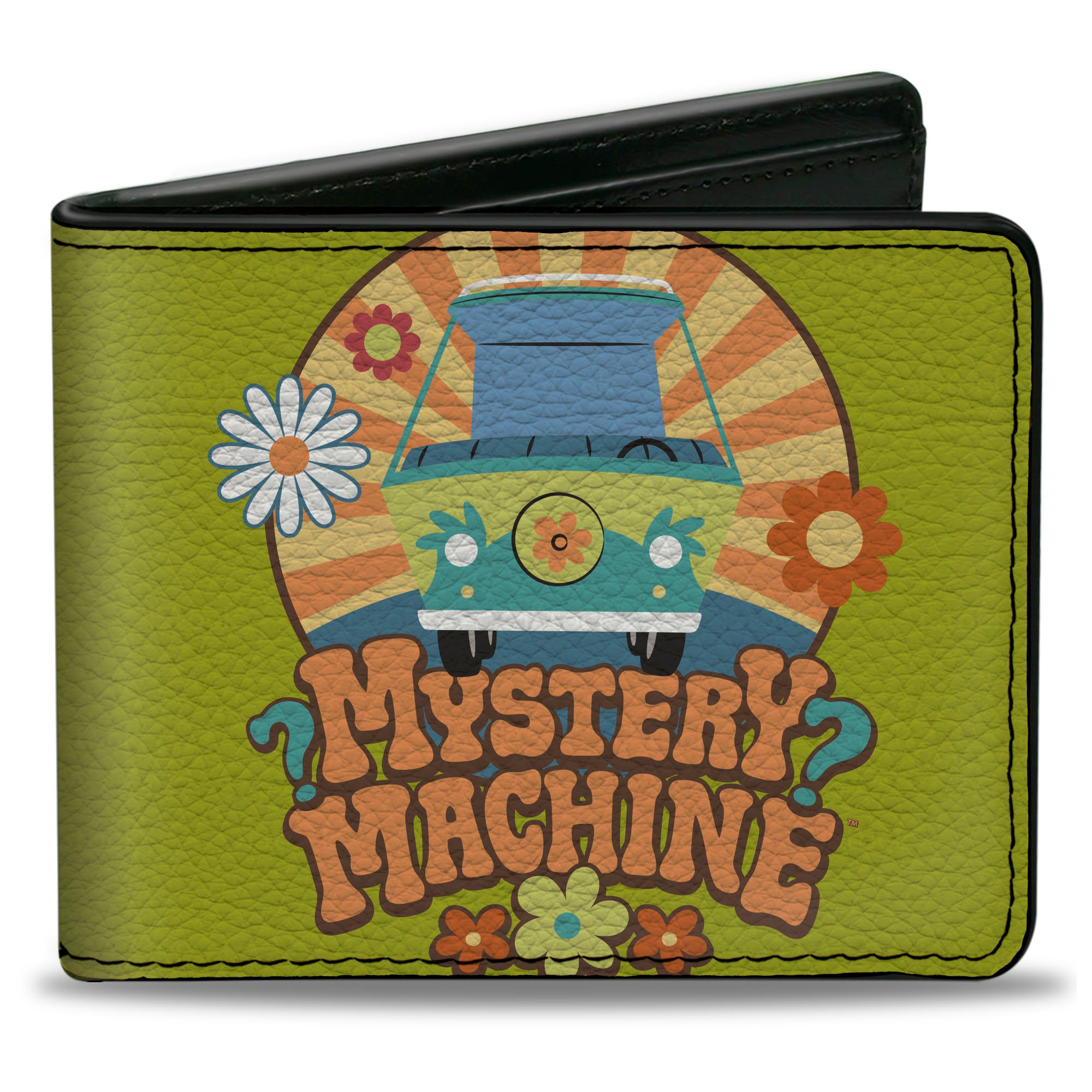 Bi-Fold Wallet - Scooby Doo MYSTERY MACHINE Sun Rays and Flowers Icon Green Bi-Fold Wallets Scooby Doo