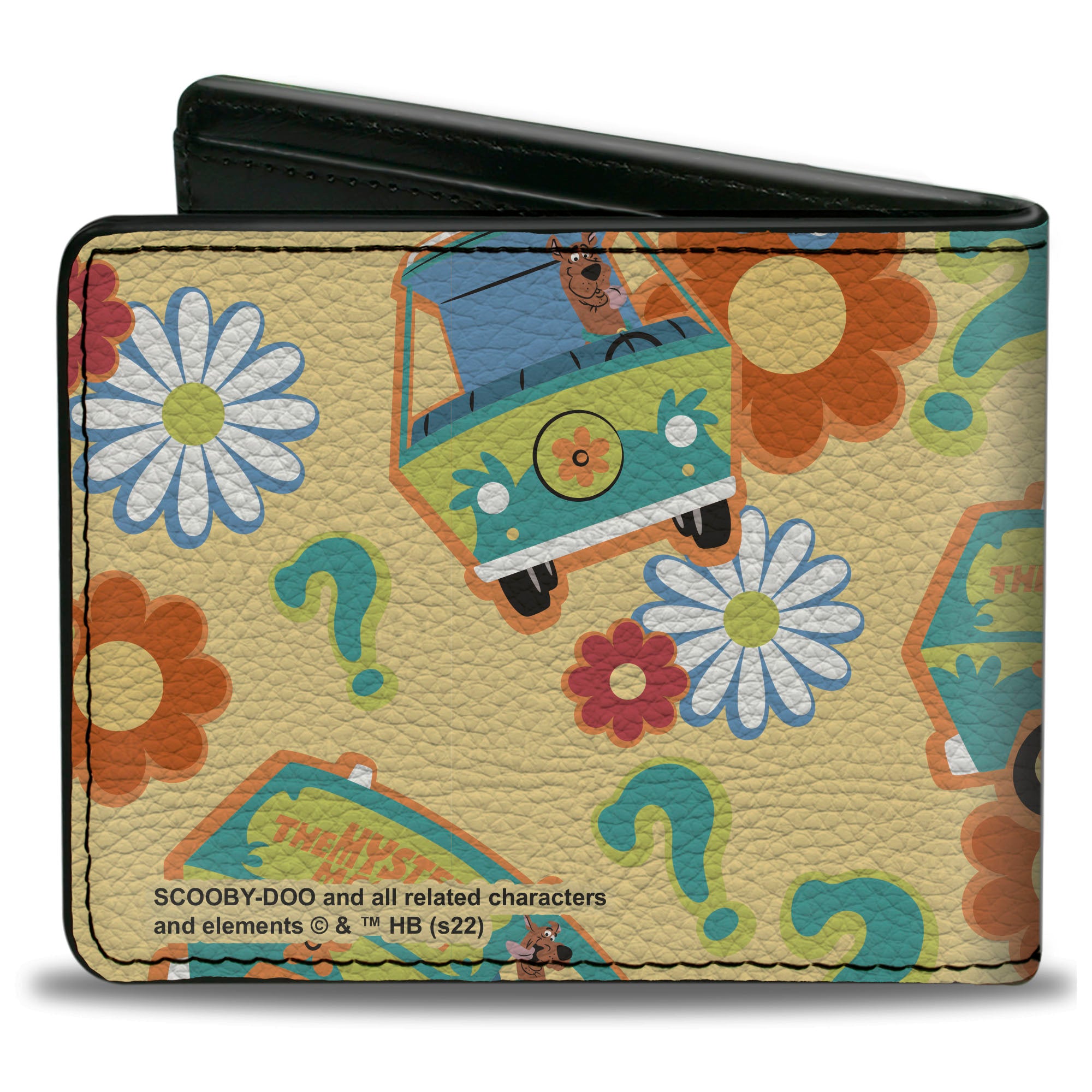 Bi-Fold Wallet - Scooby Doo Mystery Machine and Flowers Collage Cream Bi-Fold Wallets Scooby Doo