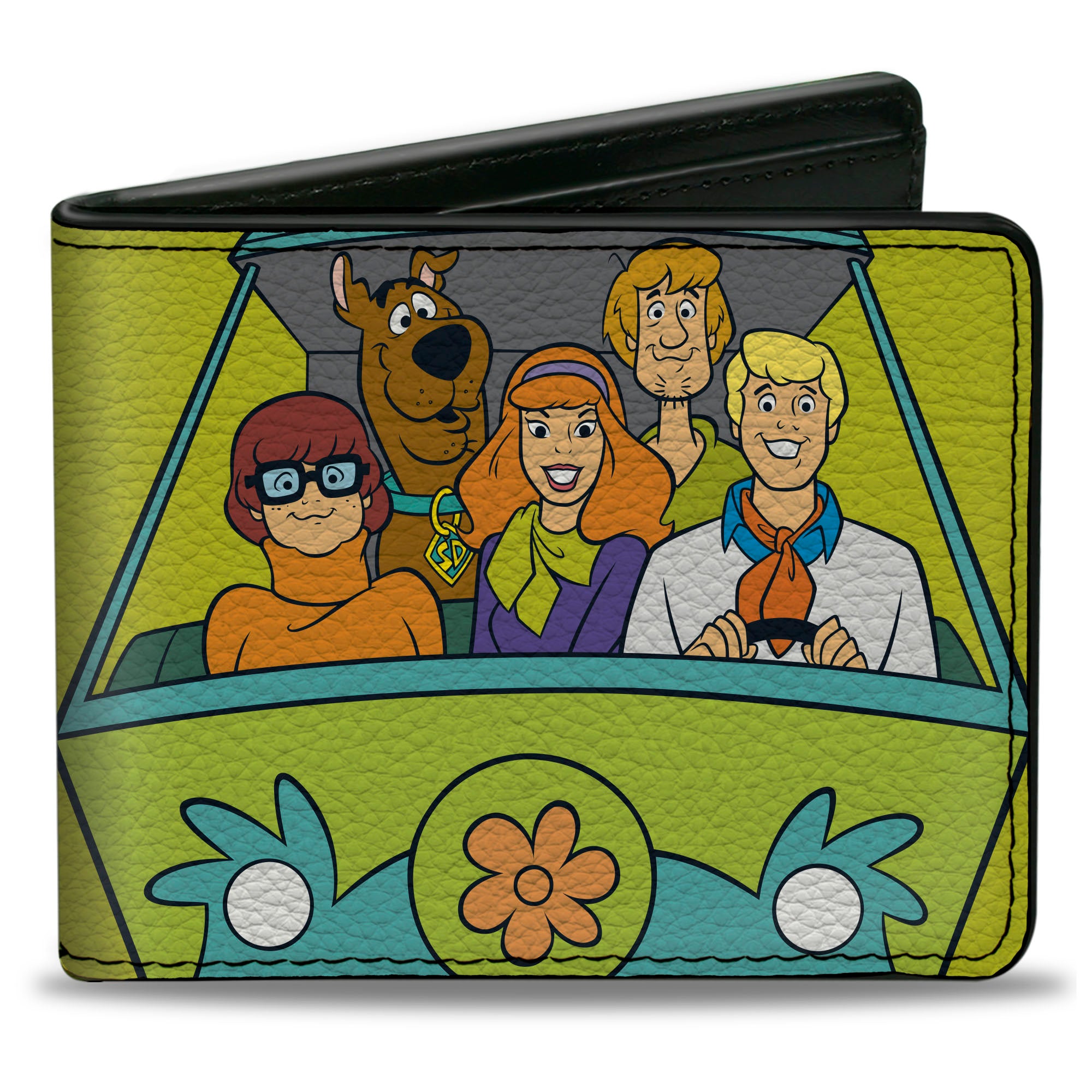 Bi-Fold Wallet - Scooby Doo Group Driving Mystery Machine Front Pose + Text Yellow Bi-Fold Wallets Scooby Doo