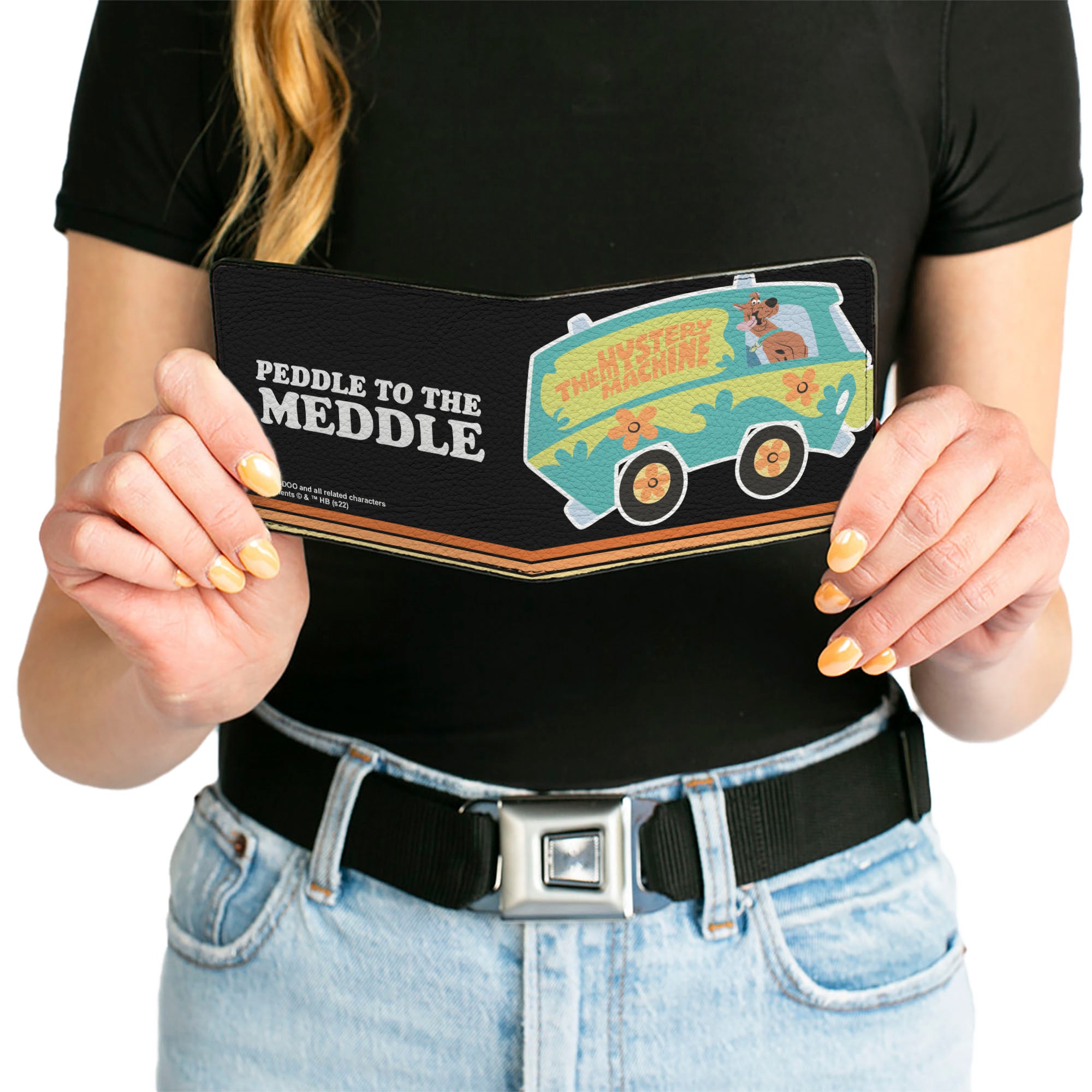 Bi-Fold Wallet - Scooby Doo Mystery Machine Pose PEDDLE TO THE MEDDLE Black/White Bi-Fold Wallets Scooby Doo