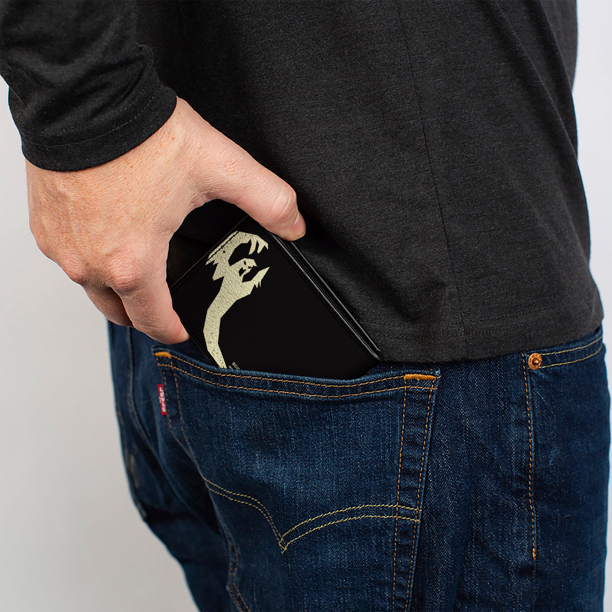 Bi-Fold Wallet - Scooby Doo Shaggy Scared GHOST! Pose Black Bi-Fold Wallets Scooby Doo