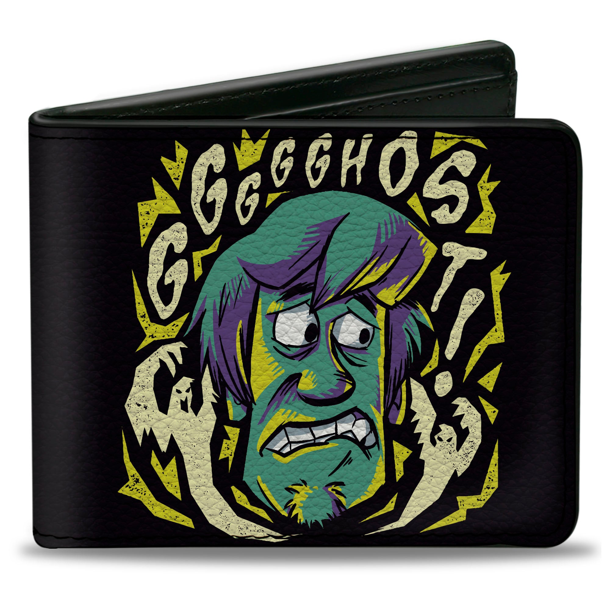Bi-Fold Wallet - Scooby Doo Shaggy Scared GHOST! Pose Black Bi-Fold Wallets Scooby Doo