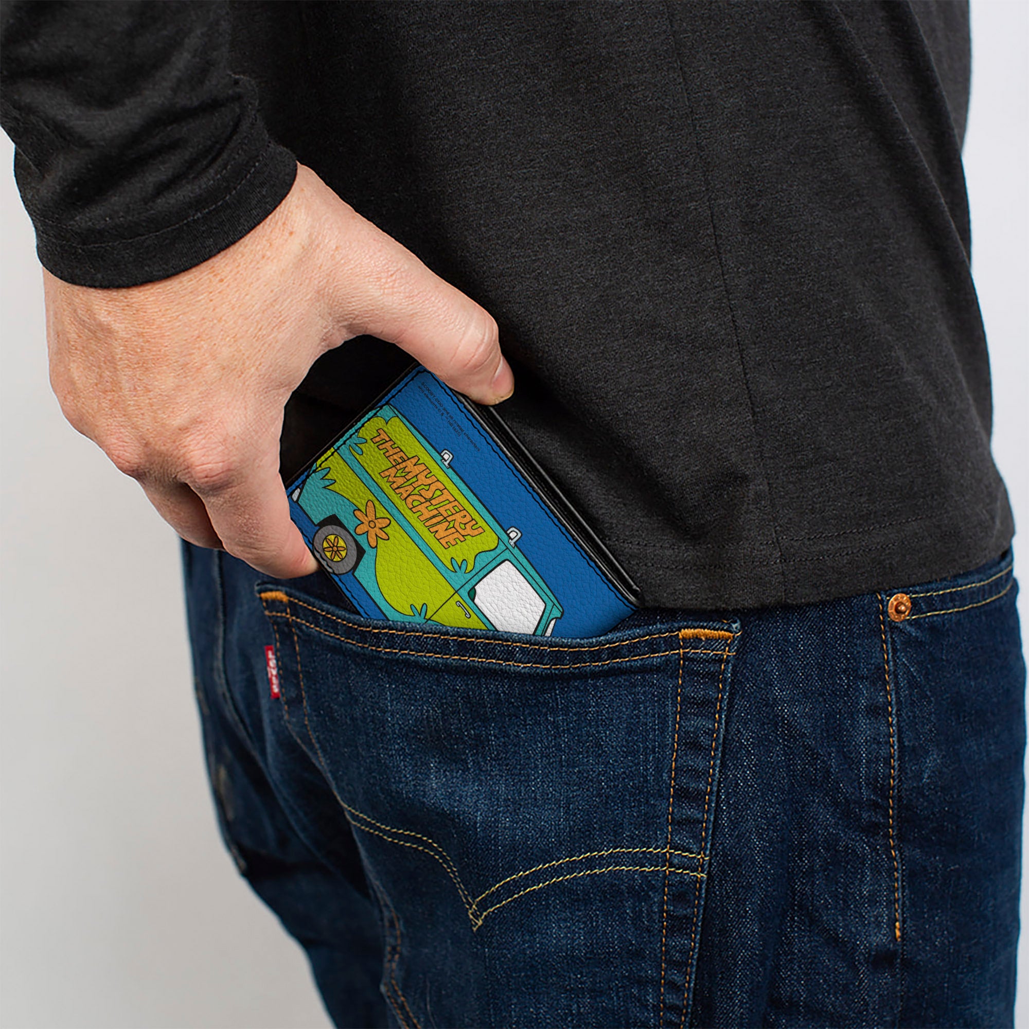 Bi-Fold Wallet - SCOOBY-DOO Mystery Machine and Character Group Pose Blue Bi-Fold Wallets Scooby Doo