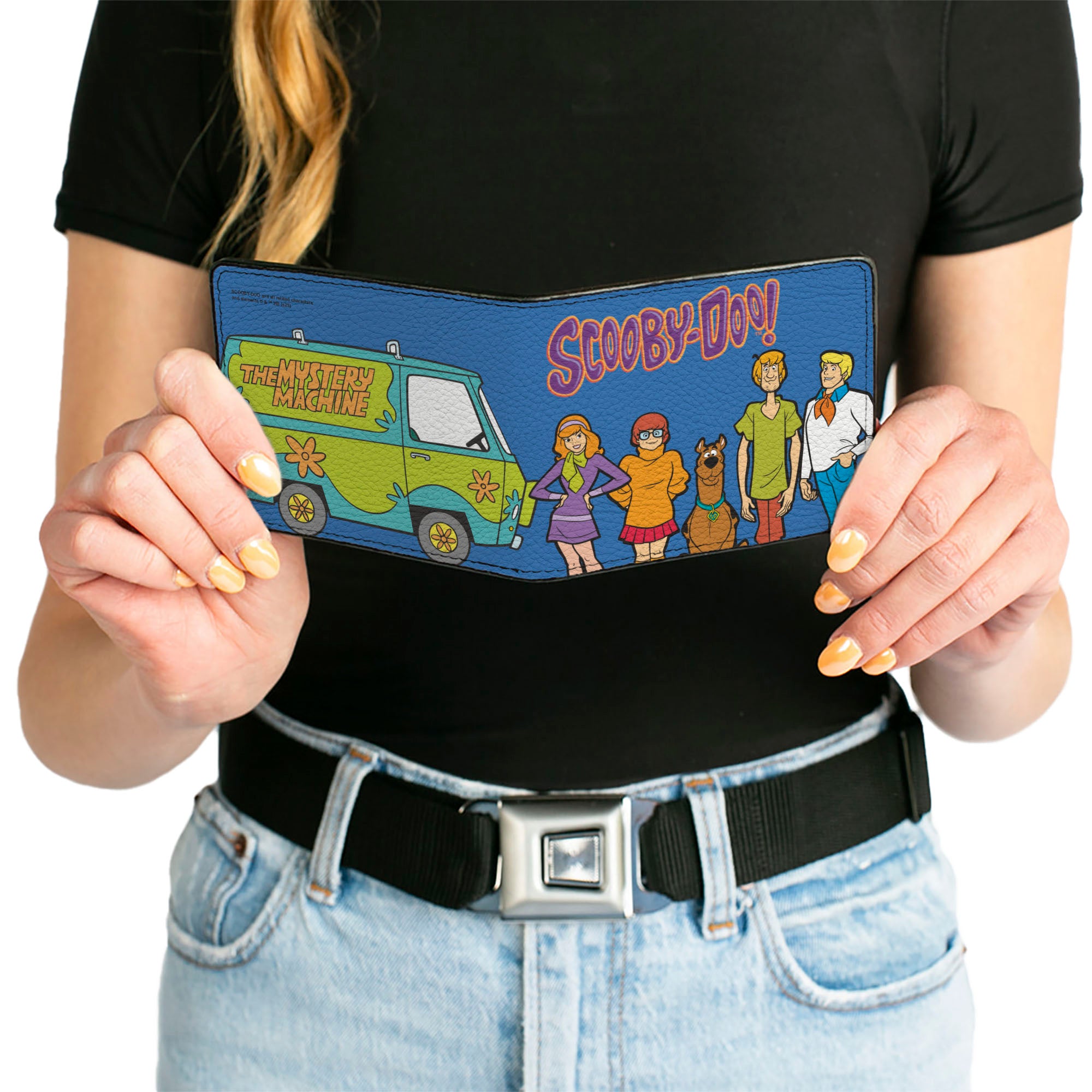 Bi-Fold Wallet - SCOOBY-DOO Mystery Machine and Character Group Pose Blue Bi-Fold Wallets Scooby Doo
