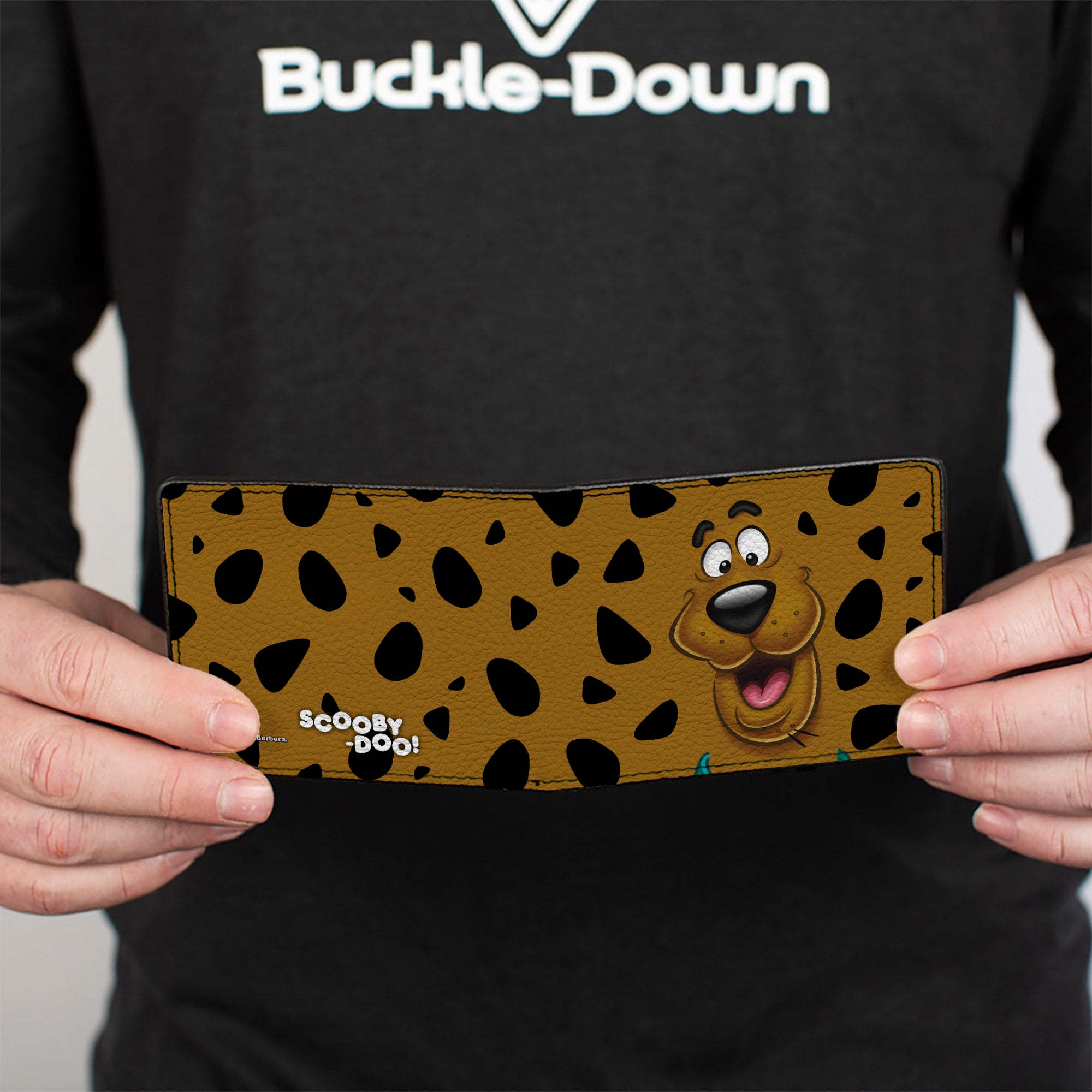 Bi-Fold Wallet - SCOOBY DOO CLOSE-UP Expression Spots Brown Black White Bi-Fold Wallets Scooby Doo