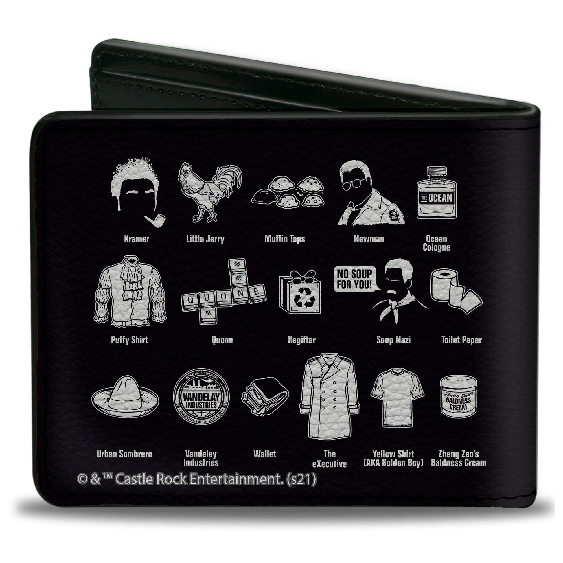 Bi-Fold Wallet - Seinfeld THE ABC's OF SEINFELD Icons Black White Bi-Fold Wallets Seinfeld