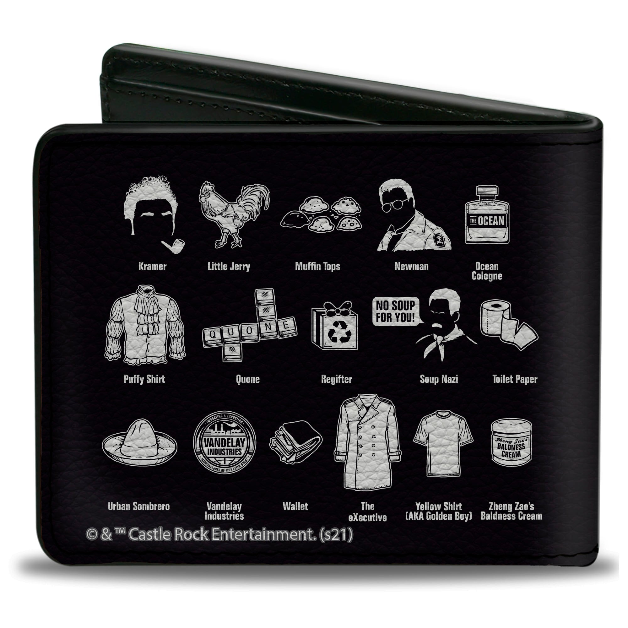 Bi-Fold Wallet - Seinfeld THE ABC's OF SEINFELD Icons Black White Bi-Fold Wallets Seinfeld