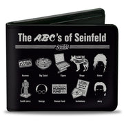 Bi-Fold Wallet - Seinfeld THE ABC's OF SEINFELD Icons Black White Bi-Fold Wallets Seinfeld